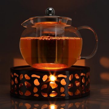 Intirilife Teestövchen, (Teekannen Wärmer in SILBER, 1-tlg), Gemusterter Edelstahl Tee Stövchen für hitzebeständige Teekannen