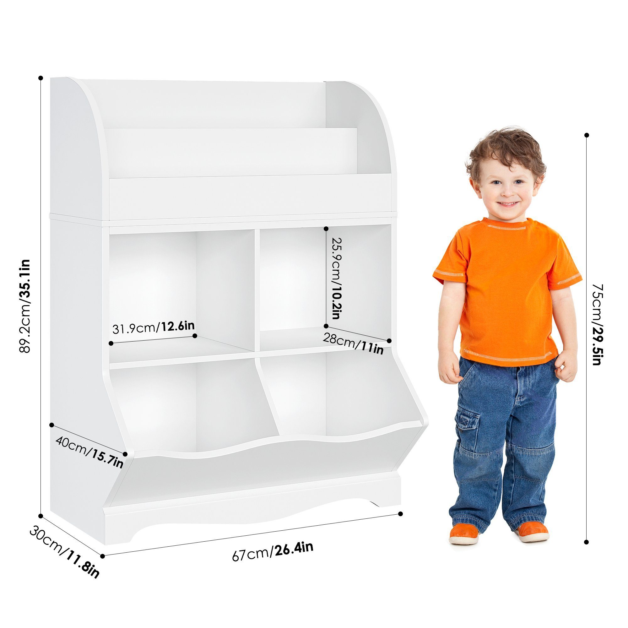 HOMECHO Bücherregal, Spielzeugregal mit Ablagefächern und Fächern Kinderregal. Reduzierter Preis € 63,99. Unverbindliche Preisempfehlung € 99,99, (€ 63,99 pro 1 Stk)