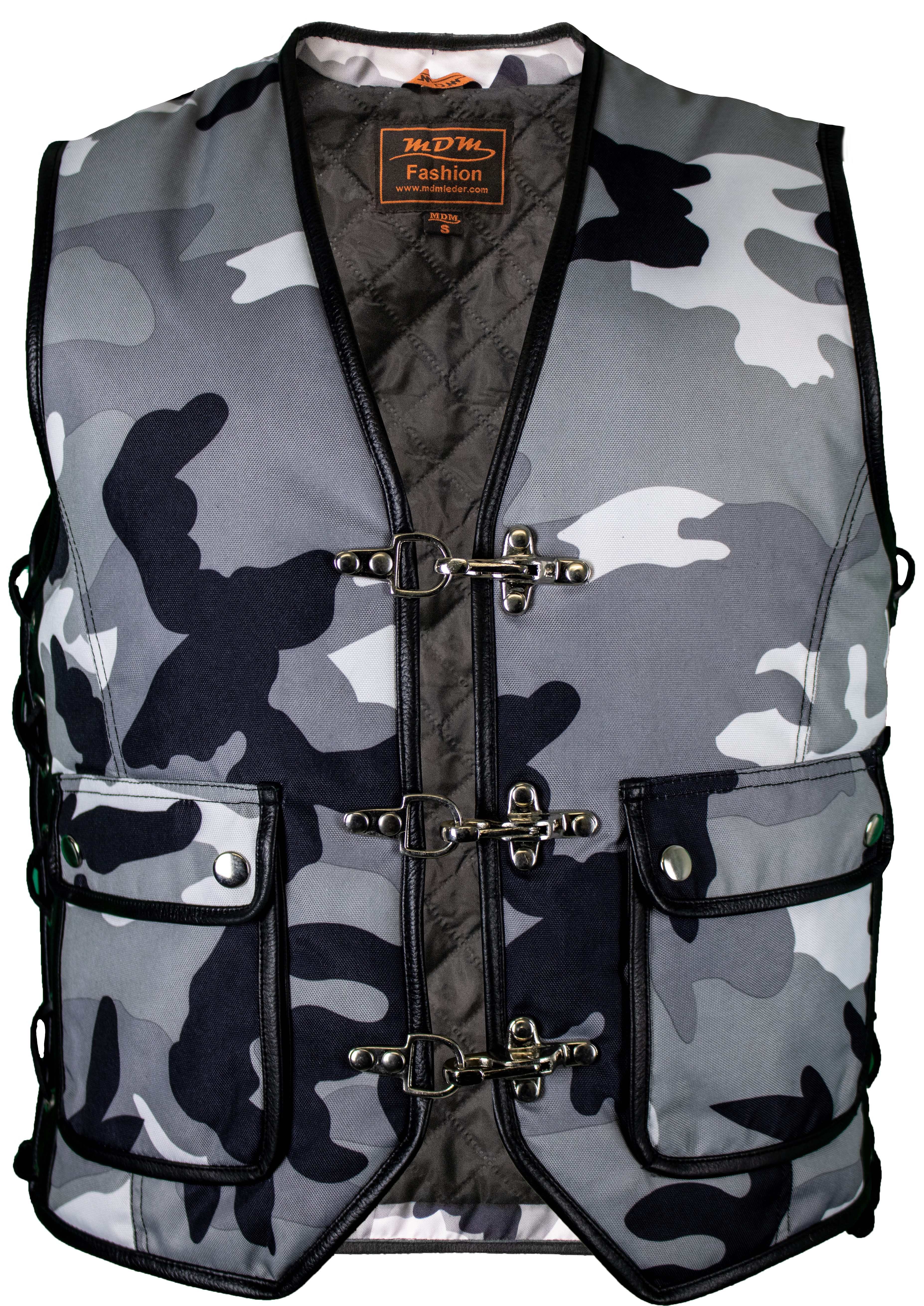 MDM Motorradweste MDM Camouflage Motorradweste Textil Kutte seitlich geschnürt Seitlich geschnürt, Ideal für Clublogos