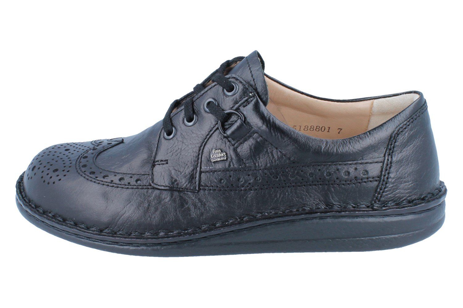 Finn Comfort FINN COMFORT York Herren Halbschuhe schwarz Glattleder - Größe: 45 Schnürschuh Wechselfußbett