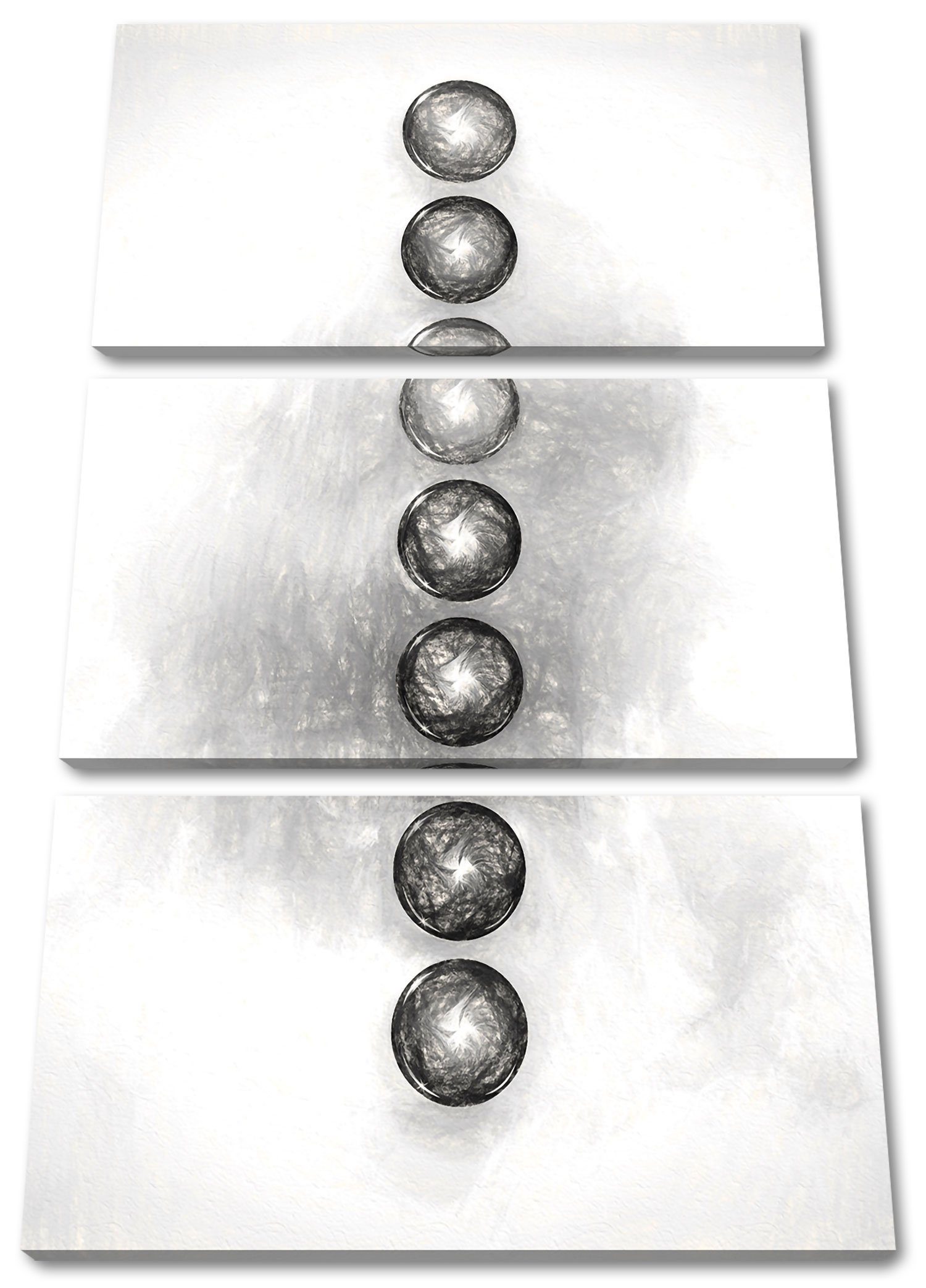 Leinwandbild 3Teiler Zackenaufhänger Chakra Leinwandbild St), des des (120x80cm) Pixxprint Körpers Körpers, fertig Chakra (1 inkl. bespannt,