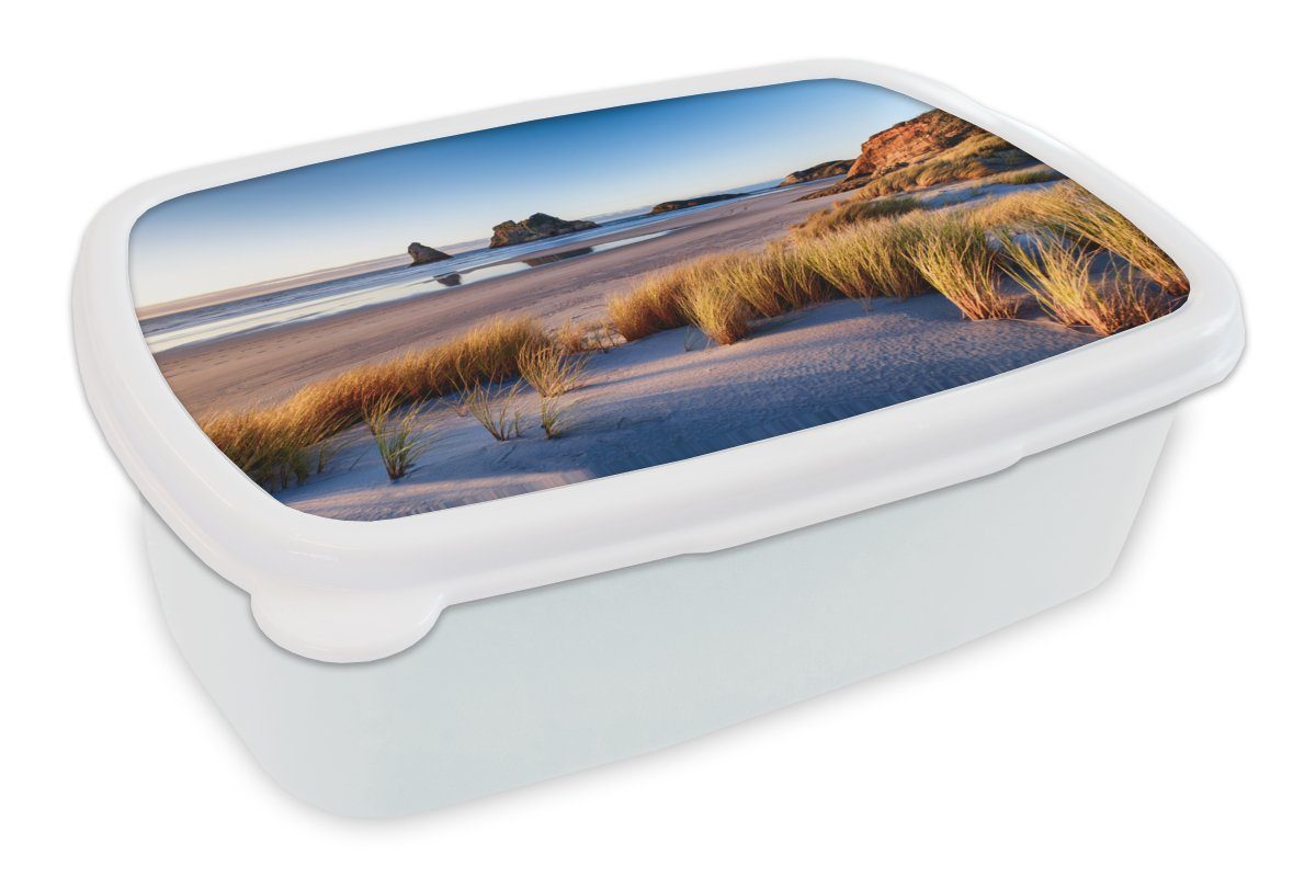 MuchoWow Lunchbox Strand - Meer - Natur, Kunststoff, (2-tlg), Brotbox für Kinder und Erwachsene, Brotdose, für Jungs und Mädchen weiß
