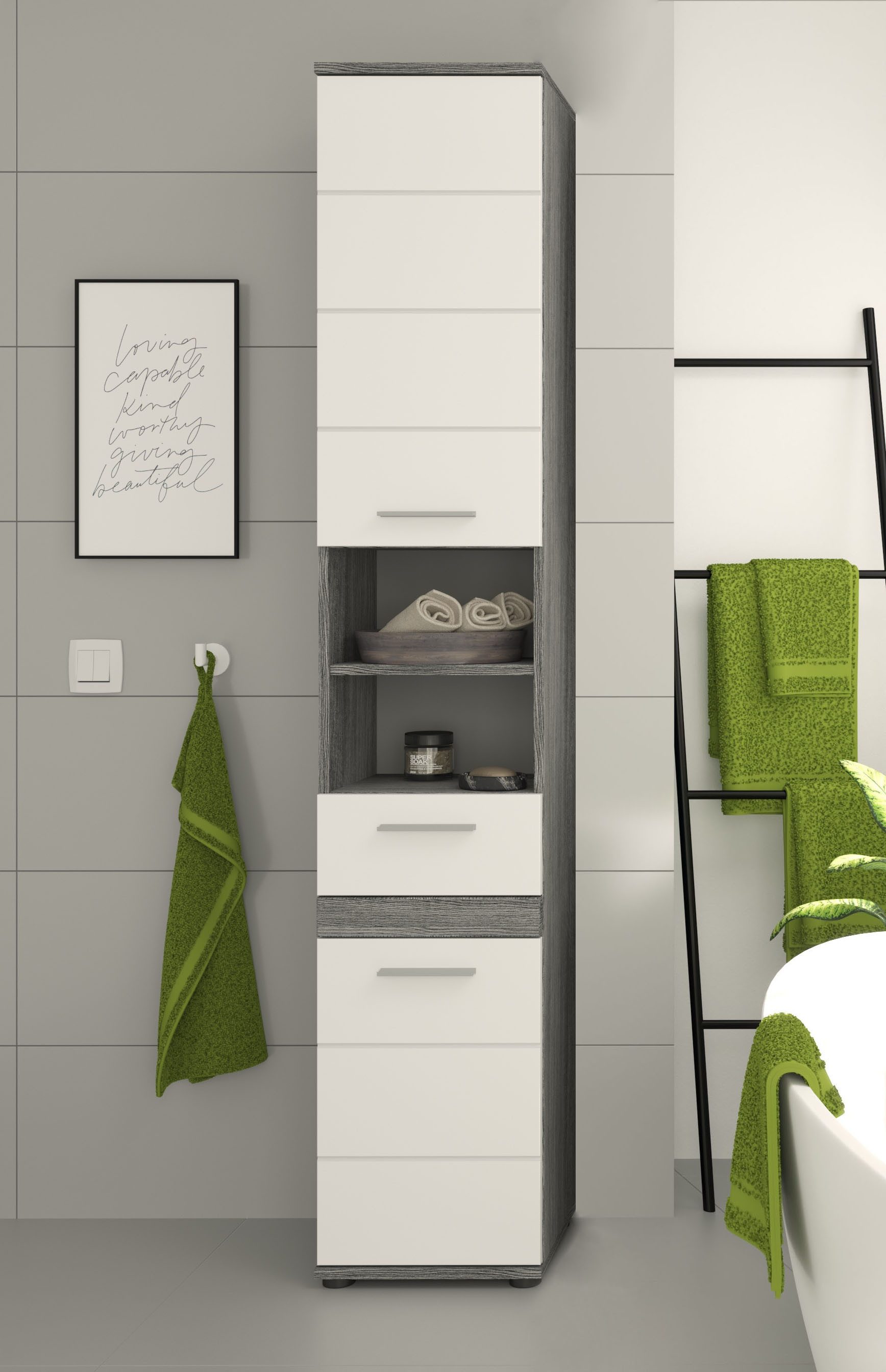 welltime Hochschrank LUCCA, TOPSELLER!, Breite 35cm, 2 Türen, 1 Schubkasten günstig online kaufen