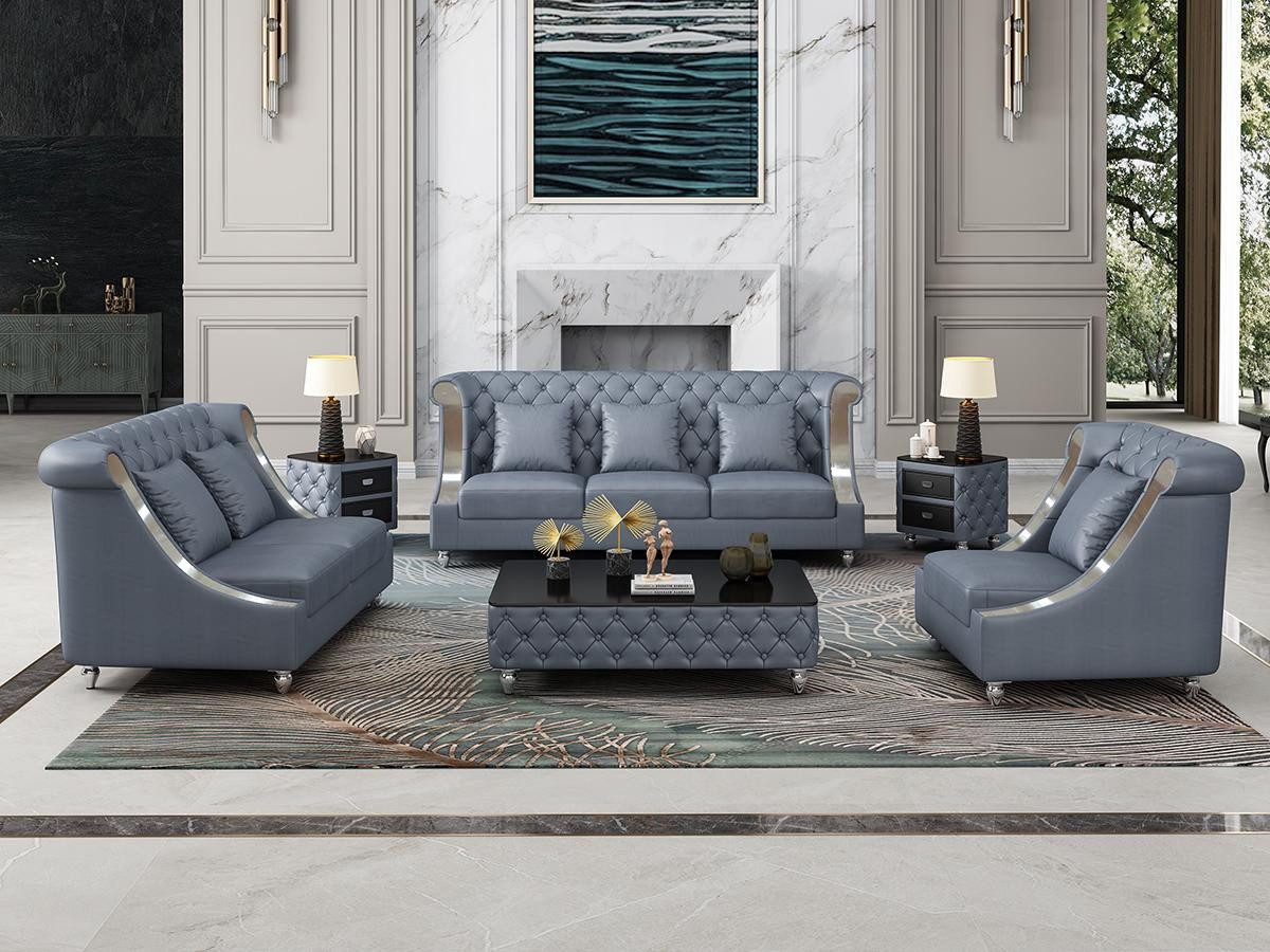 Xlmoebel Polstergarnitur Chesterfield Ledersofa in klassischem Design und eleganter Optik, (Sofagarnitur 3+2 Sitzer), Hergestellt in Europa