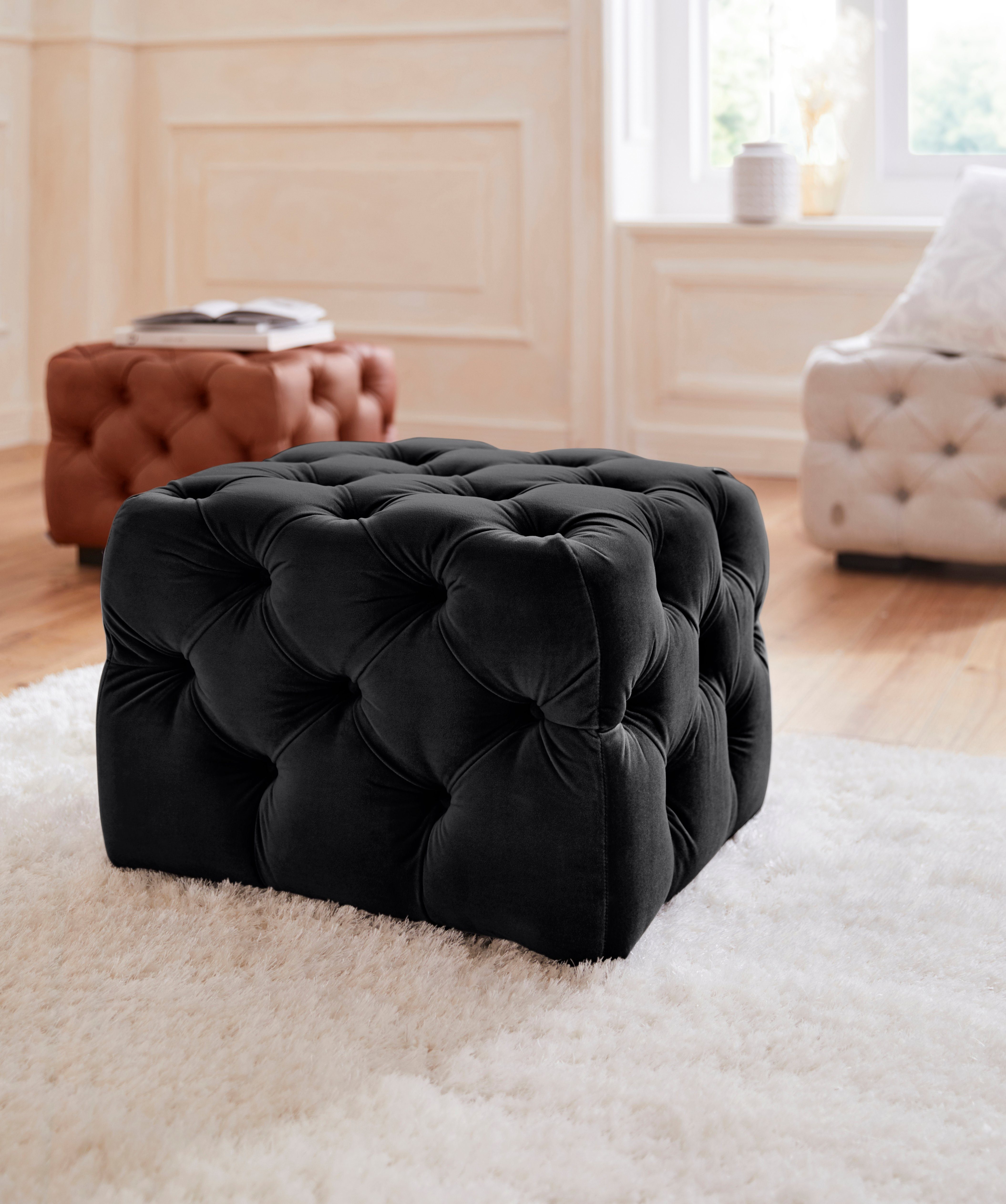 Home affaire Polsterhocker Kalina, mit klassischer Chesterfield-Knopfheftung, passend zur Serie "Kalina"