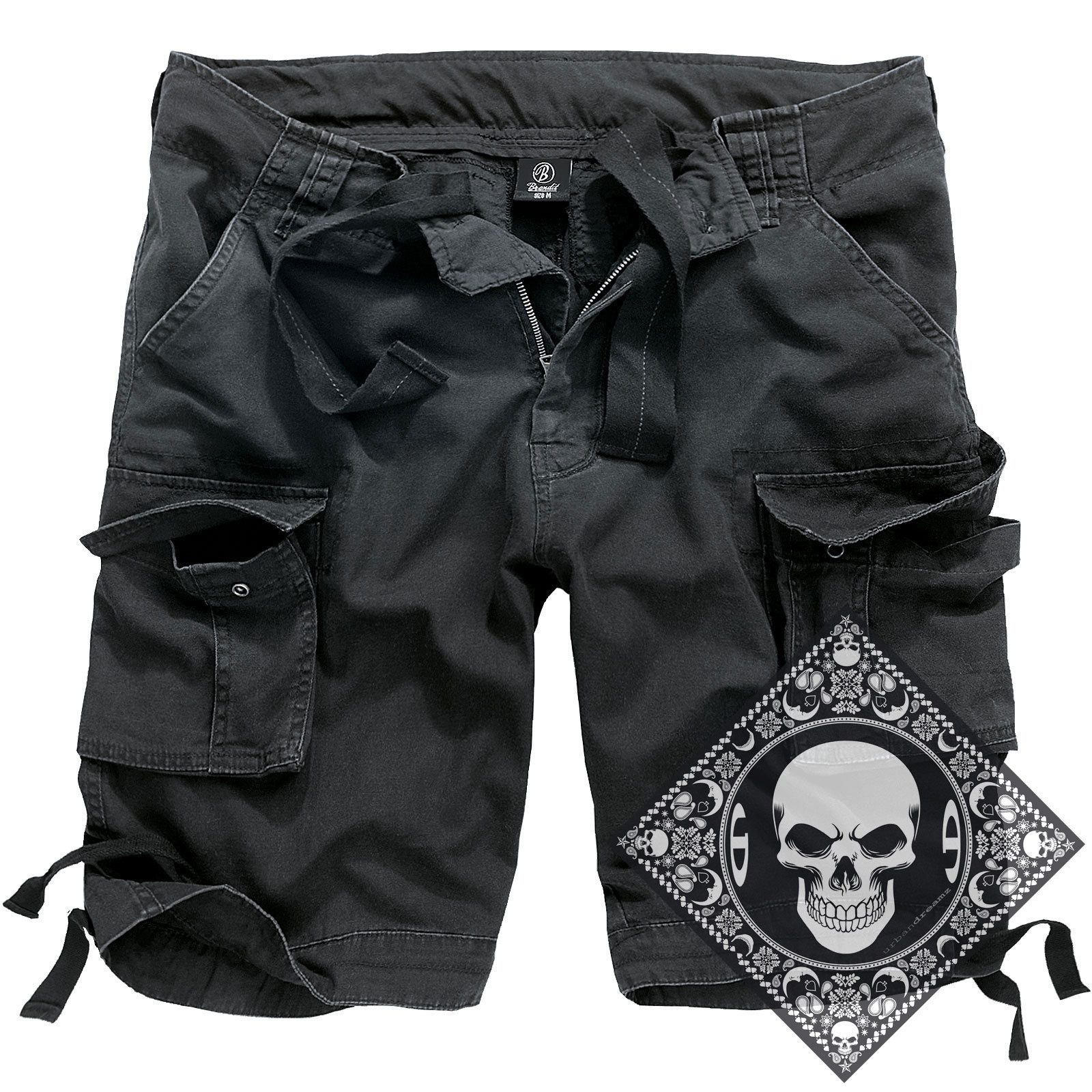 Brandit Cargoshorts Cargo Shorts kurze Hose Legend Army mit UD Bandana