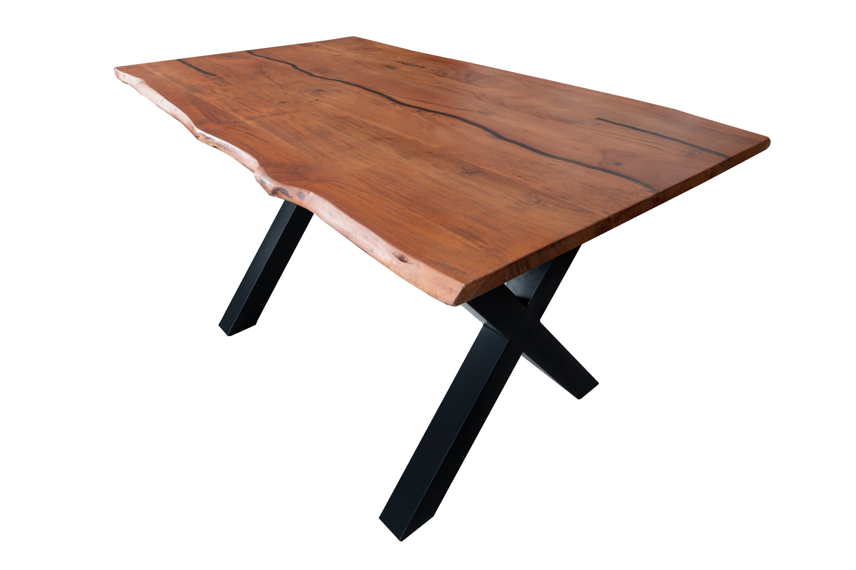 [Jetzt ist die Zeit zum Kaufen!] Junado® Esstisch Polly, Tisch schwarz 120 x cm Baumkante 80 nussbaumfarben