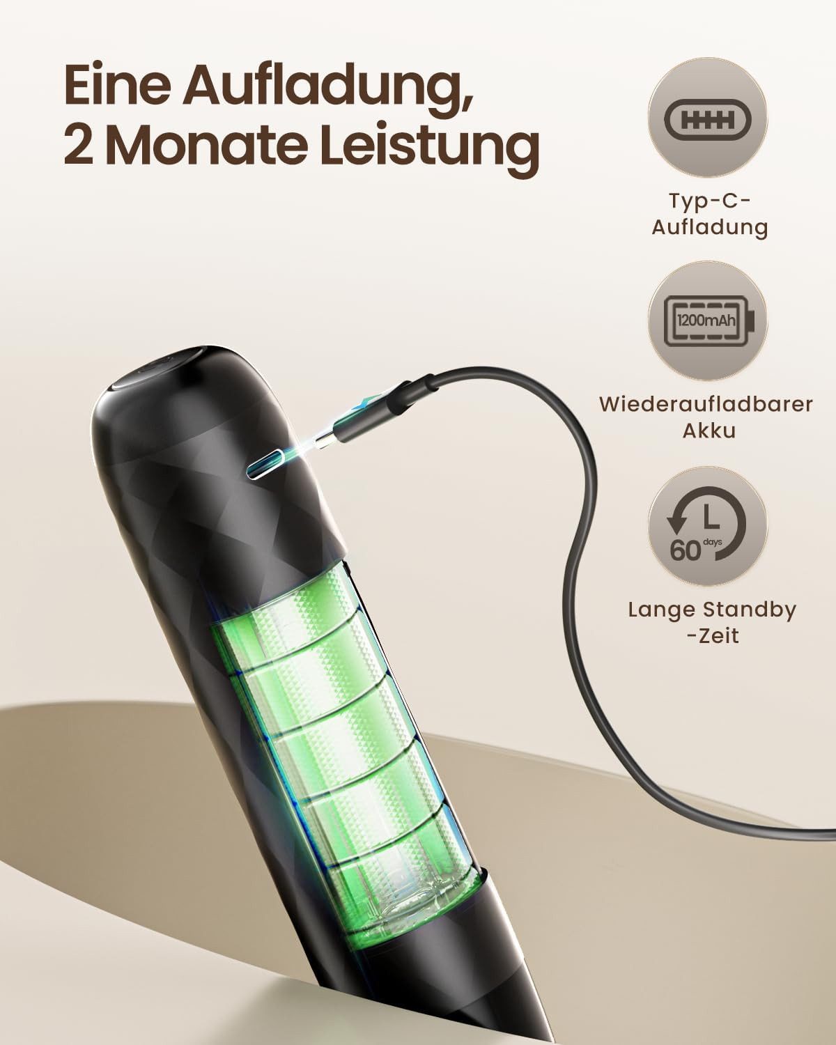 Maestri House Milchaufschäumer Mini Wiederaufladbarer Milchaufschäumer kein Ständer, abnehmbarer Edelstahl-Schneebesen, Mini-Mixer für Matcha