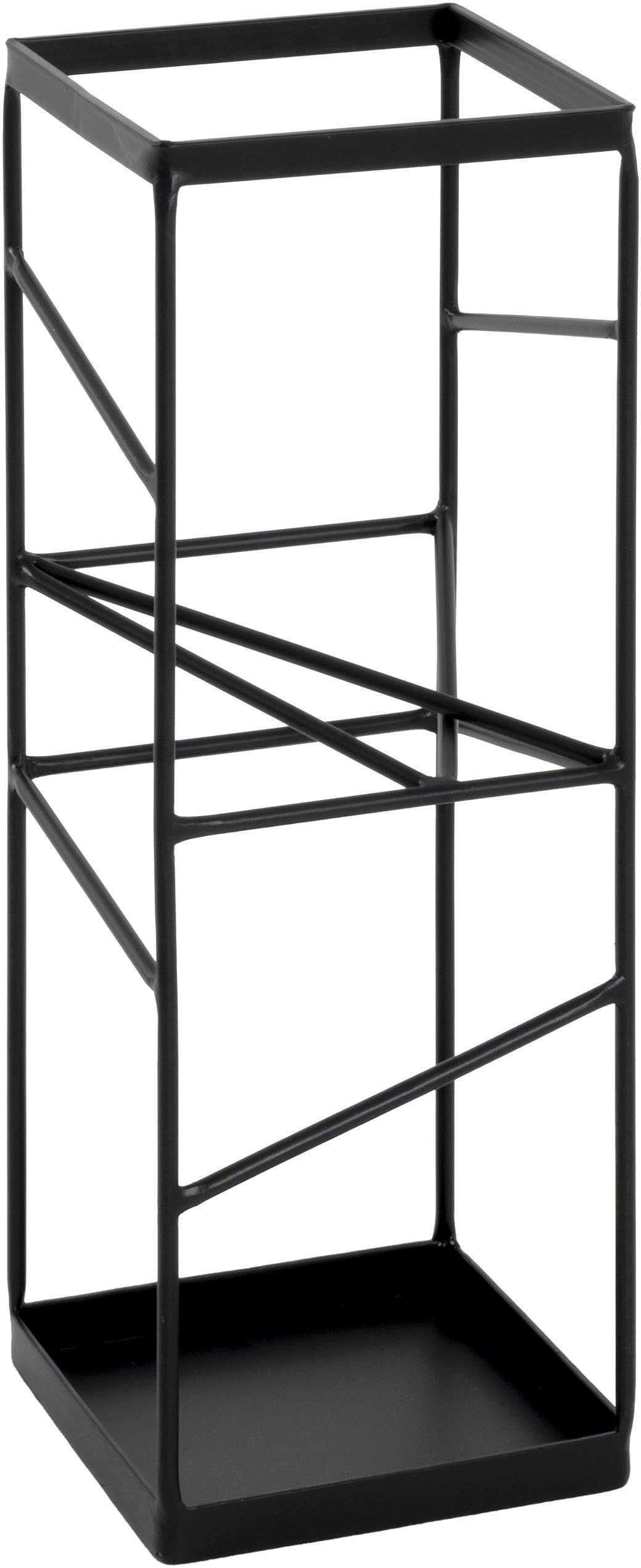 HAKU Schirmständer Regenschirmständer, Schirmkorb, quadratisch - aus Metall Schwarz - B/T/H 17/17/49 cm