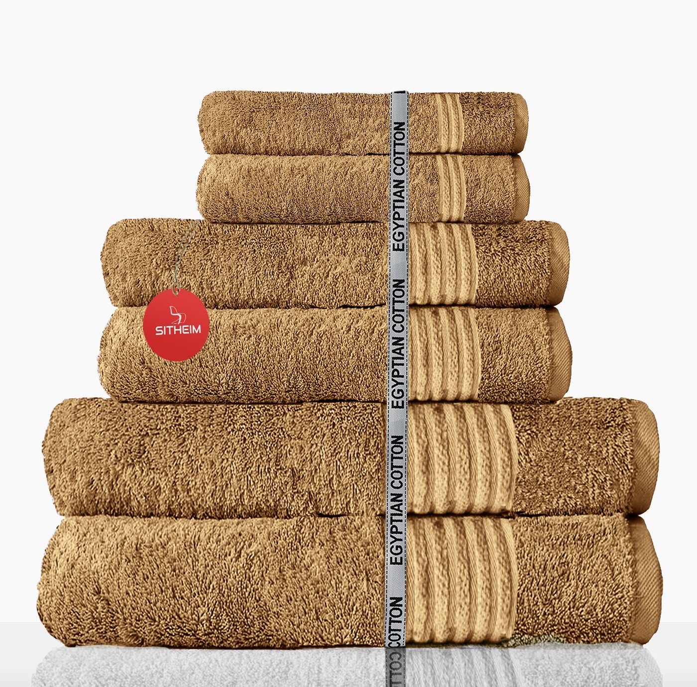 Set Baumwolle Taupe ägyptischer 100% Baumwolle 100% premium aus Handtuch 6-teiliges, Handtücher Sitheim-Europe ägyptische (6-tlg), ägyptische Baumwolle, NEFERTITI