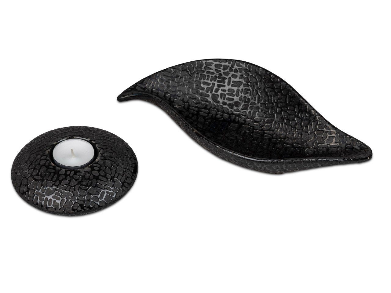 H:6cm L:27cm Dekoschale Black, B:11cm Modern Schwarz Keramik formano