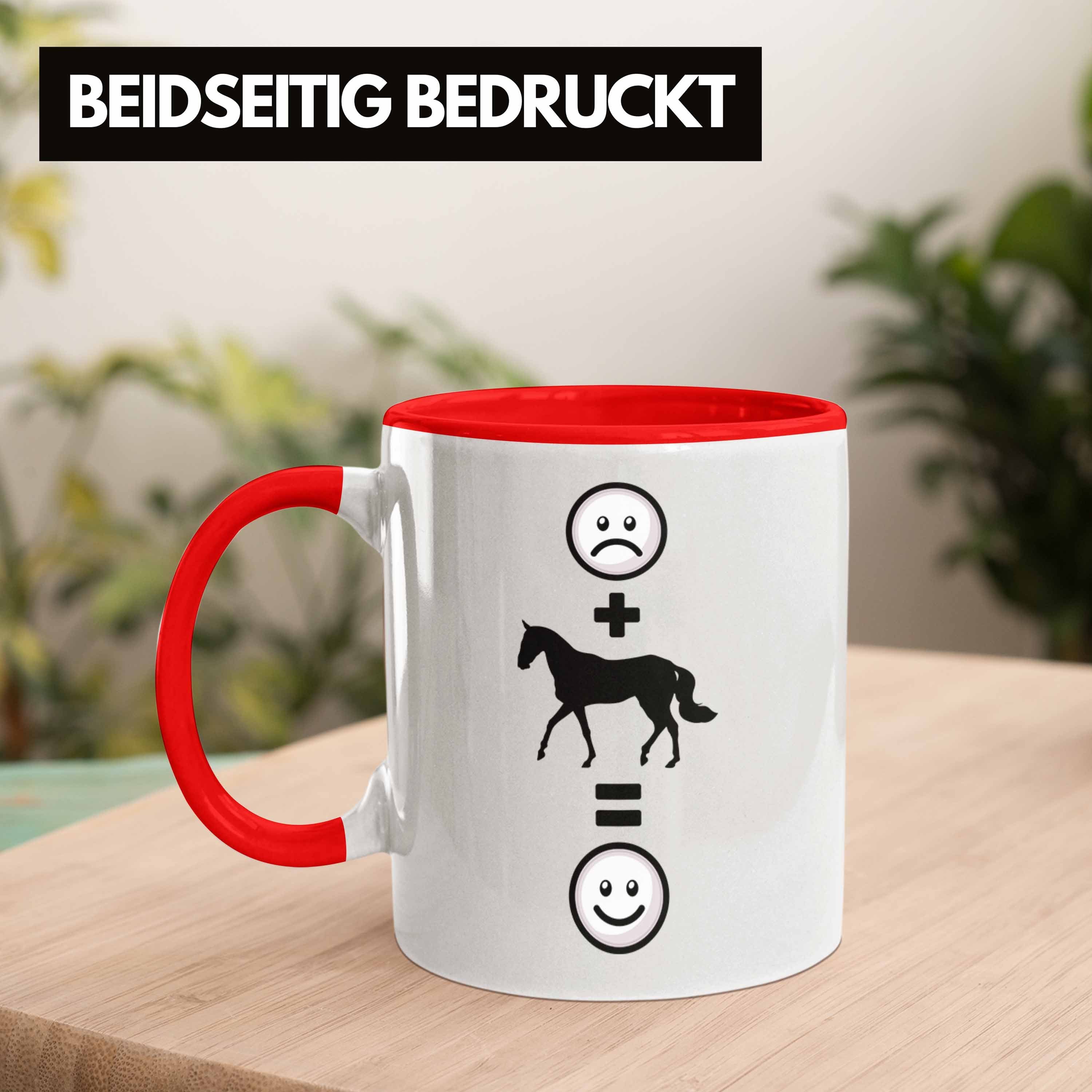 Trendation Tasse Pferde Reiten Tasse :(Pferd für Reiterin Rot Geschenk Pferdeliebhaber