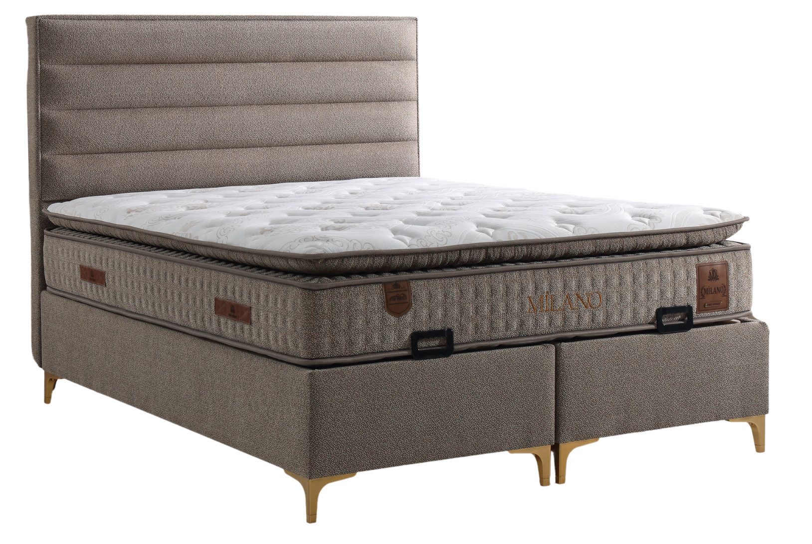 Villa Möbel Boxspringbett Milano (Bett), XXL-Bettkasten mit Gasdruckfedern  mühelos & geräumig