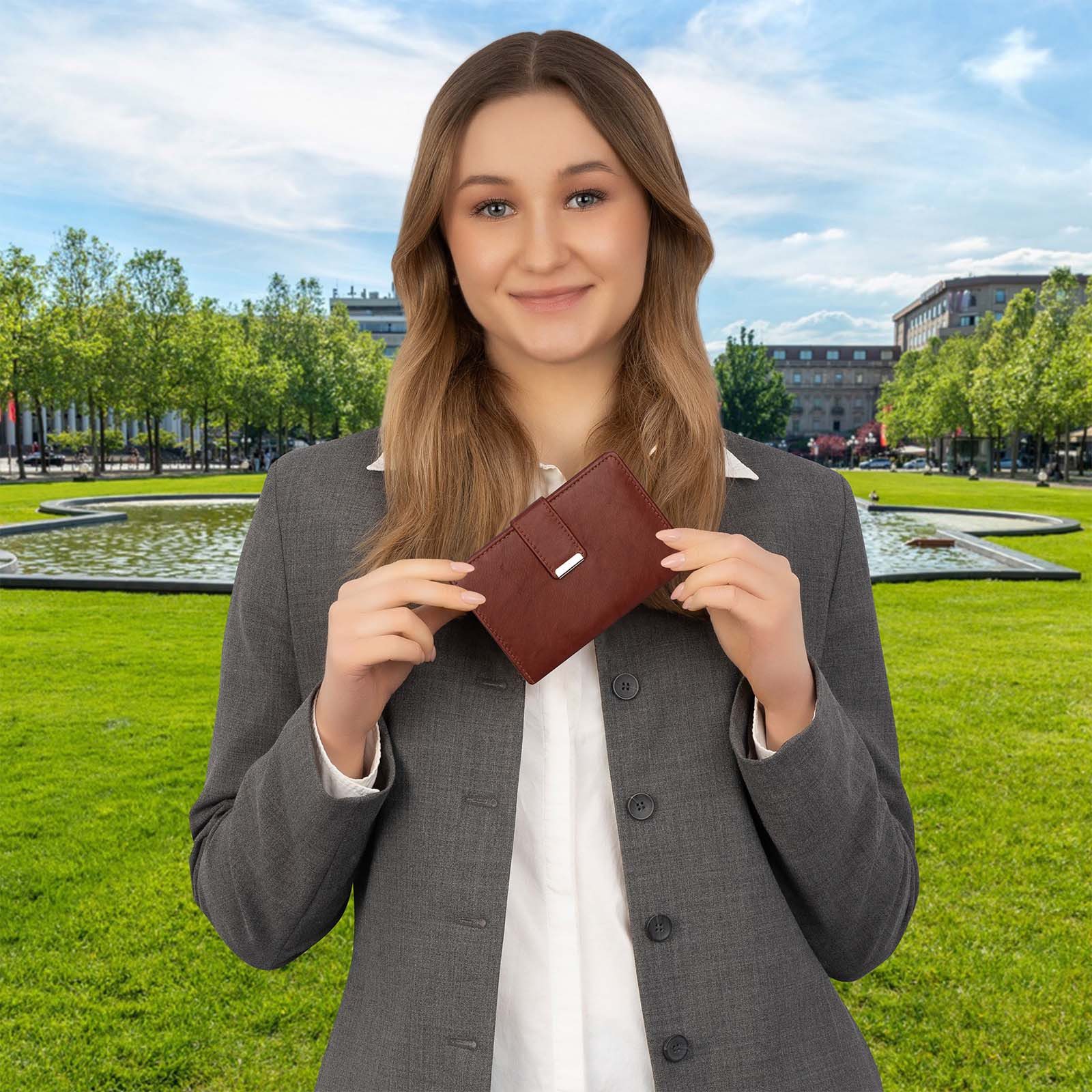 Money Maker Geldbörse RFID Damen Geldbörse Portemonnaie Geldbeutel Damenbörse Leder, Damen Geldbörse klappbar mit Drückknopf Portemonnaie Geldbeutel