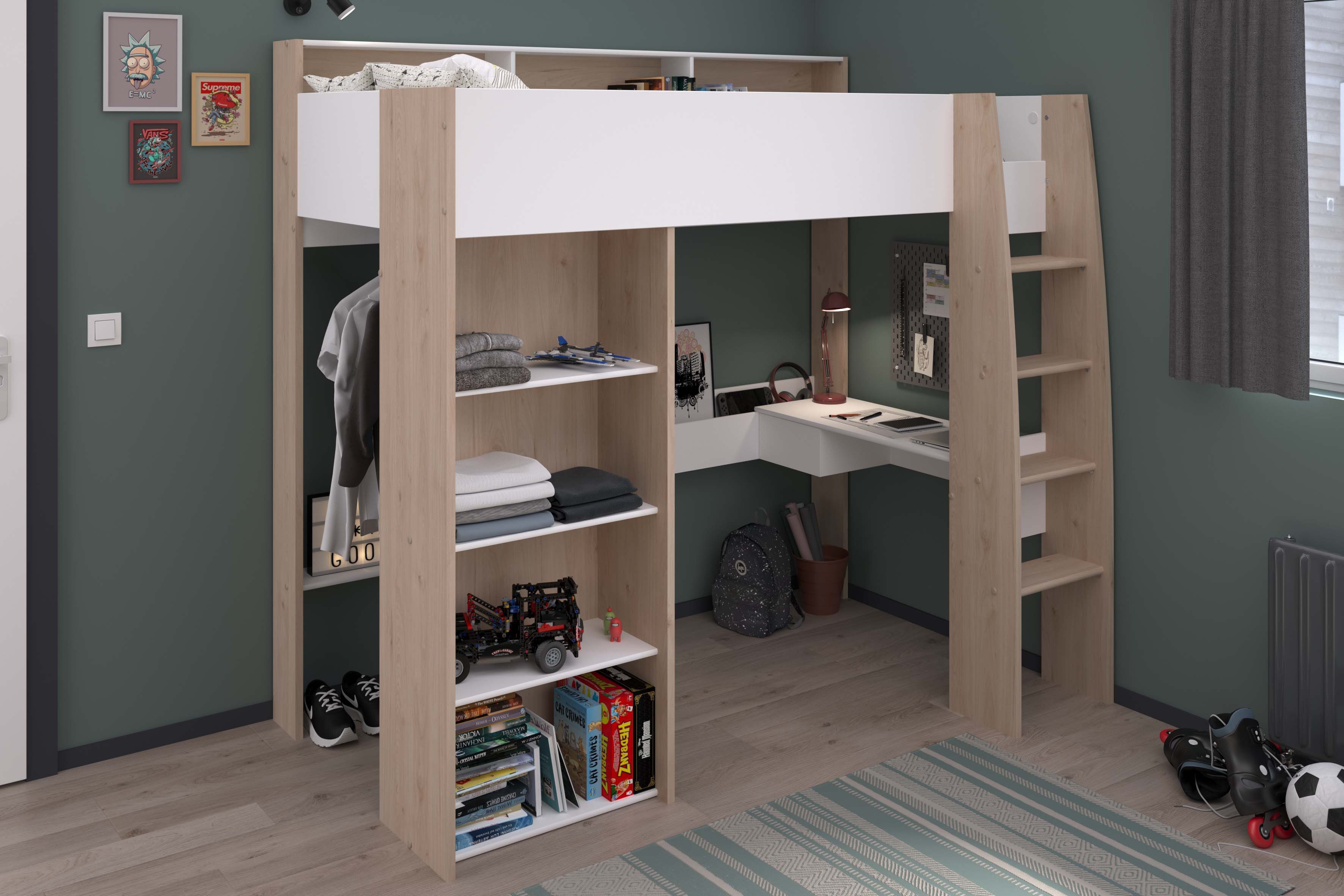 Parisot Hochbett "Shelter 11" 1 Stk. tlg. integrierter Schreibtisch, Leiter günstig online kaufen