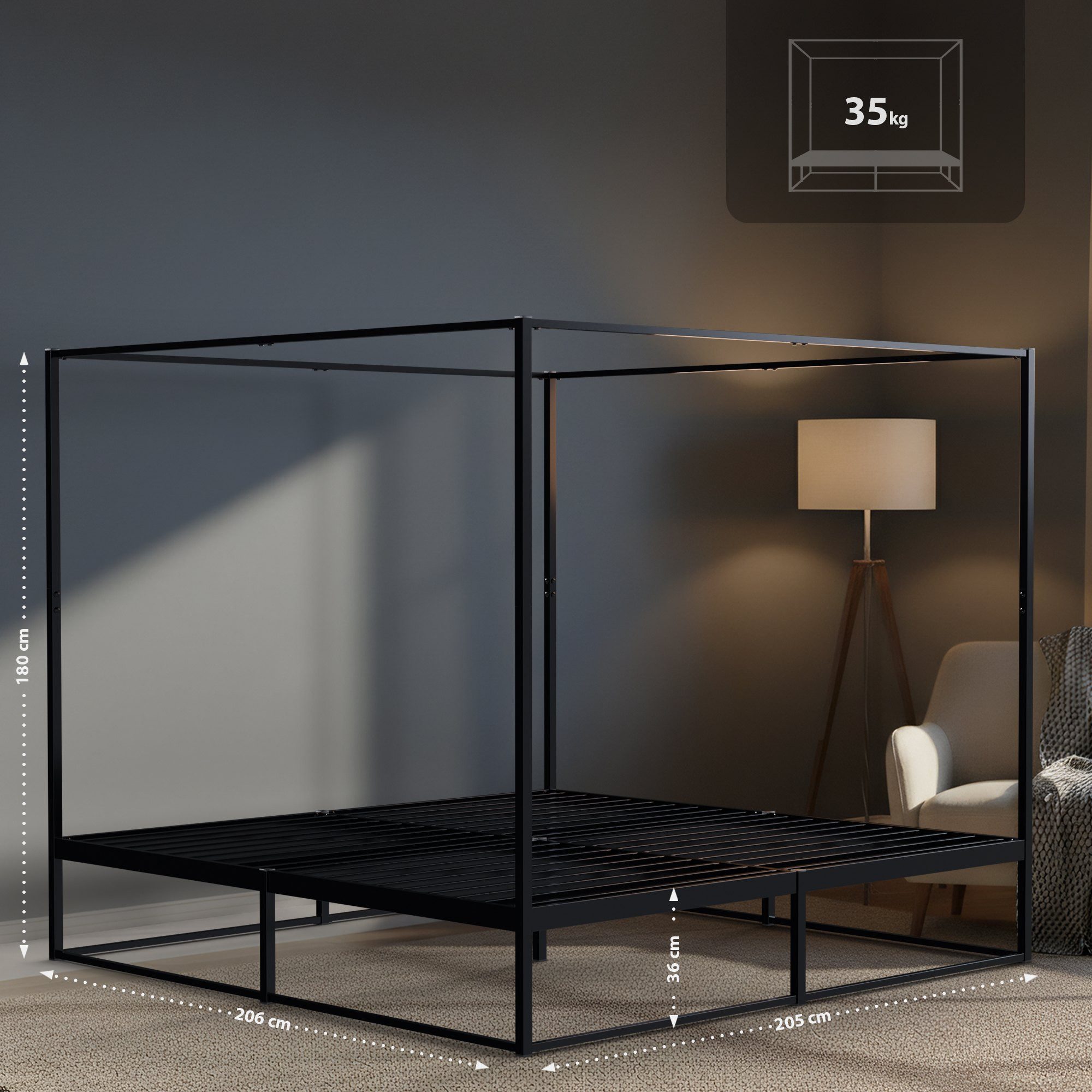 CLP Metallbett Batoni (1er), Himmelbett aus Metall, mit Lattenrost günstig online kaufen