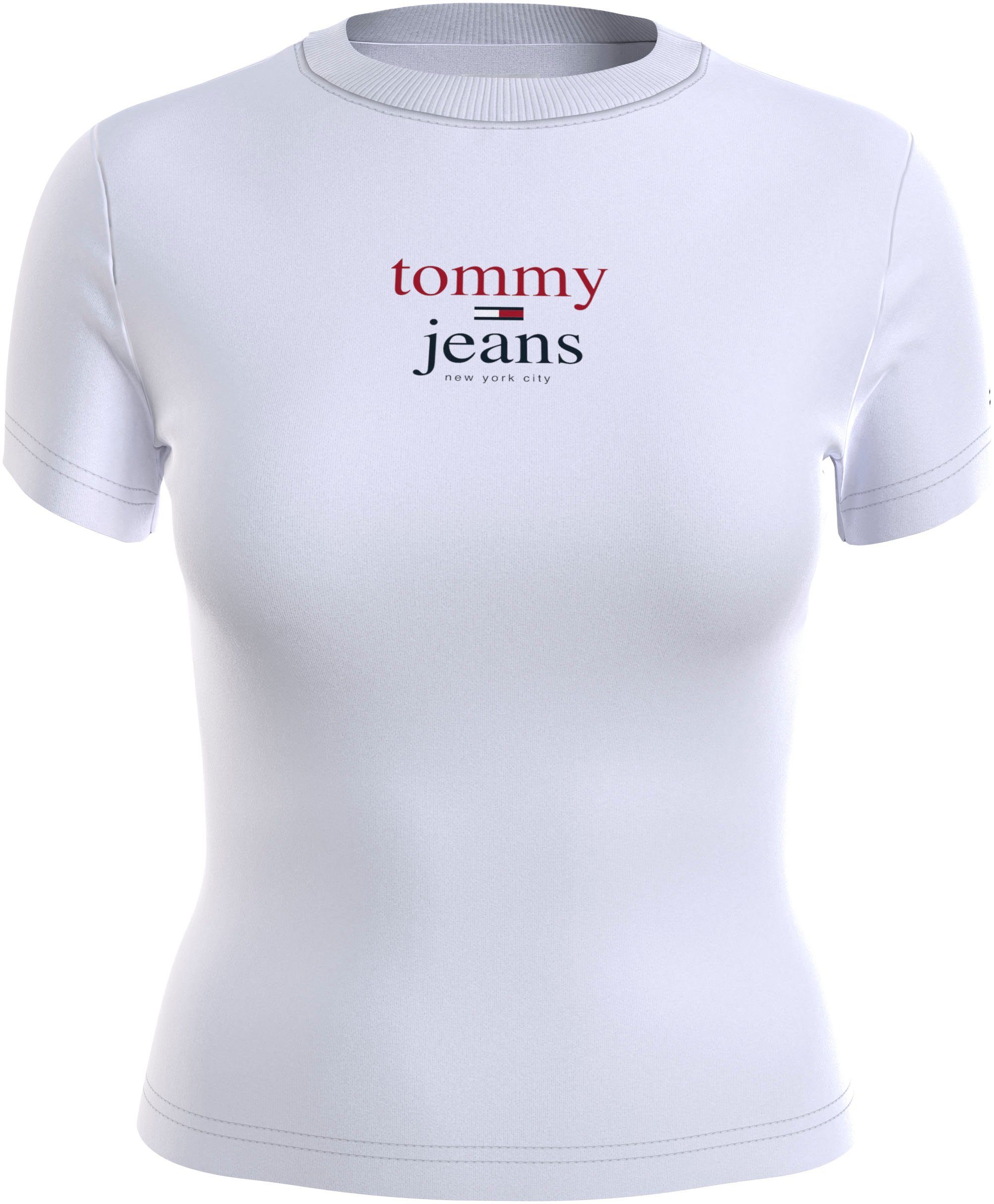 Lieferung zu einem supergünstigen Preis! Tommy Jeans Kurzarmshirt TJW LOGO 2 mit White im Tommy BABY Basic-Style SS Schriftzug ESSENTIAL Jeans