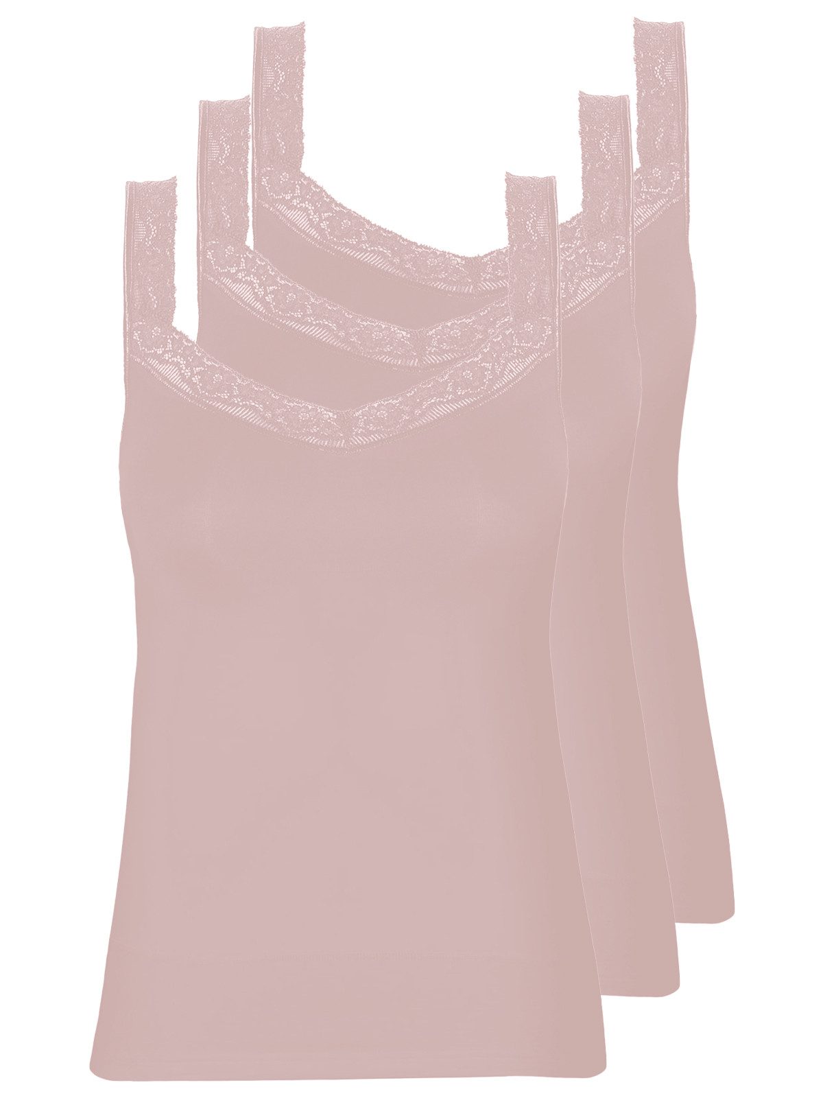 Achseltop 3er Pack Damen Achseltop Lacy-Peak