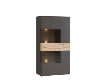 möbel-direkt.de Wohnwand Como, (Komplett Set, 4-St., Standvitrine + Wandboard + TV- Schrank + Highboard), Selbsteinzug, Dämpfungsbeschläge, Beleuchtung