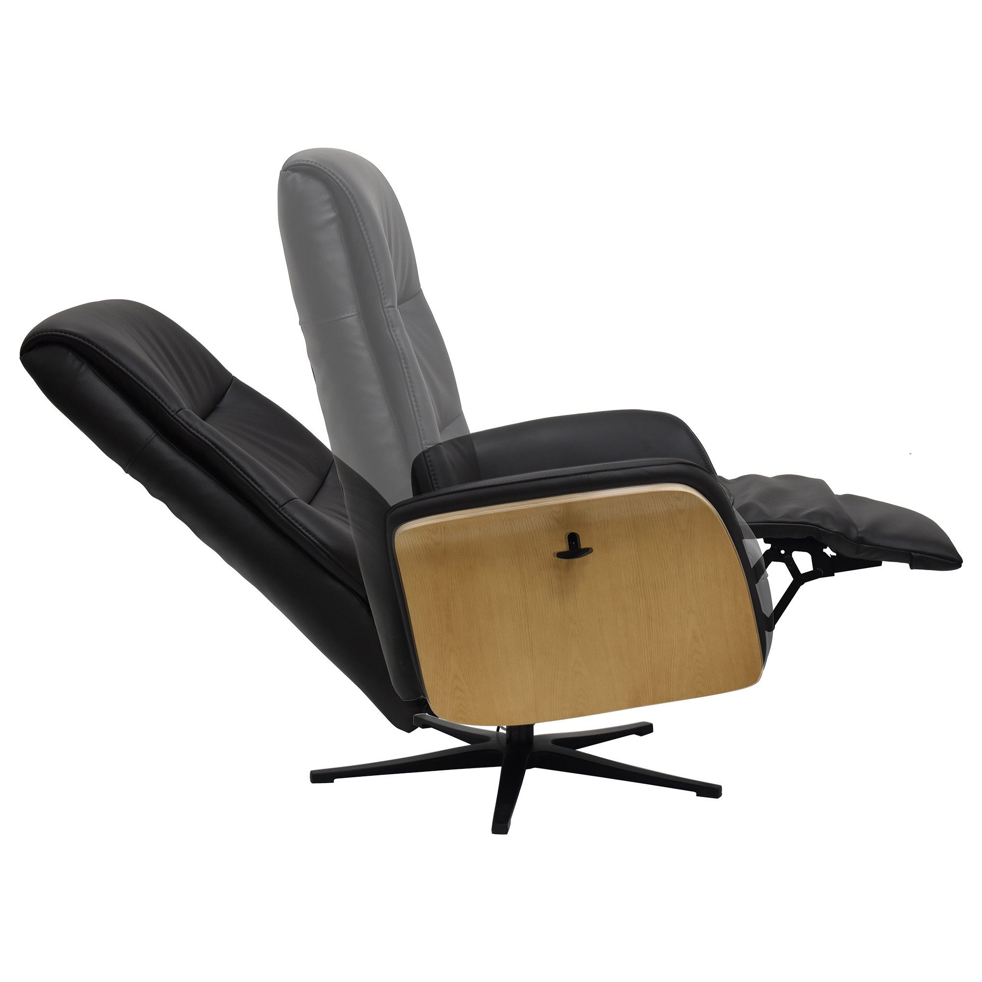 Raburg Drehsessel TV-Sessel mit Relaxfunktion, 120 kg, Marces, manuell verstellbar, 360° drehbar, verstellb. Kopfteil, Leder & Holz
