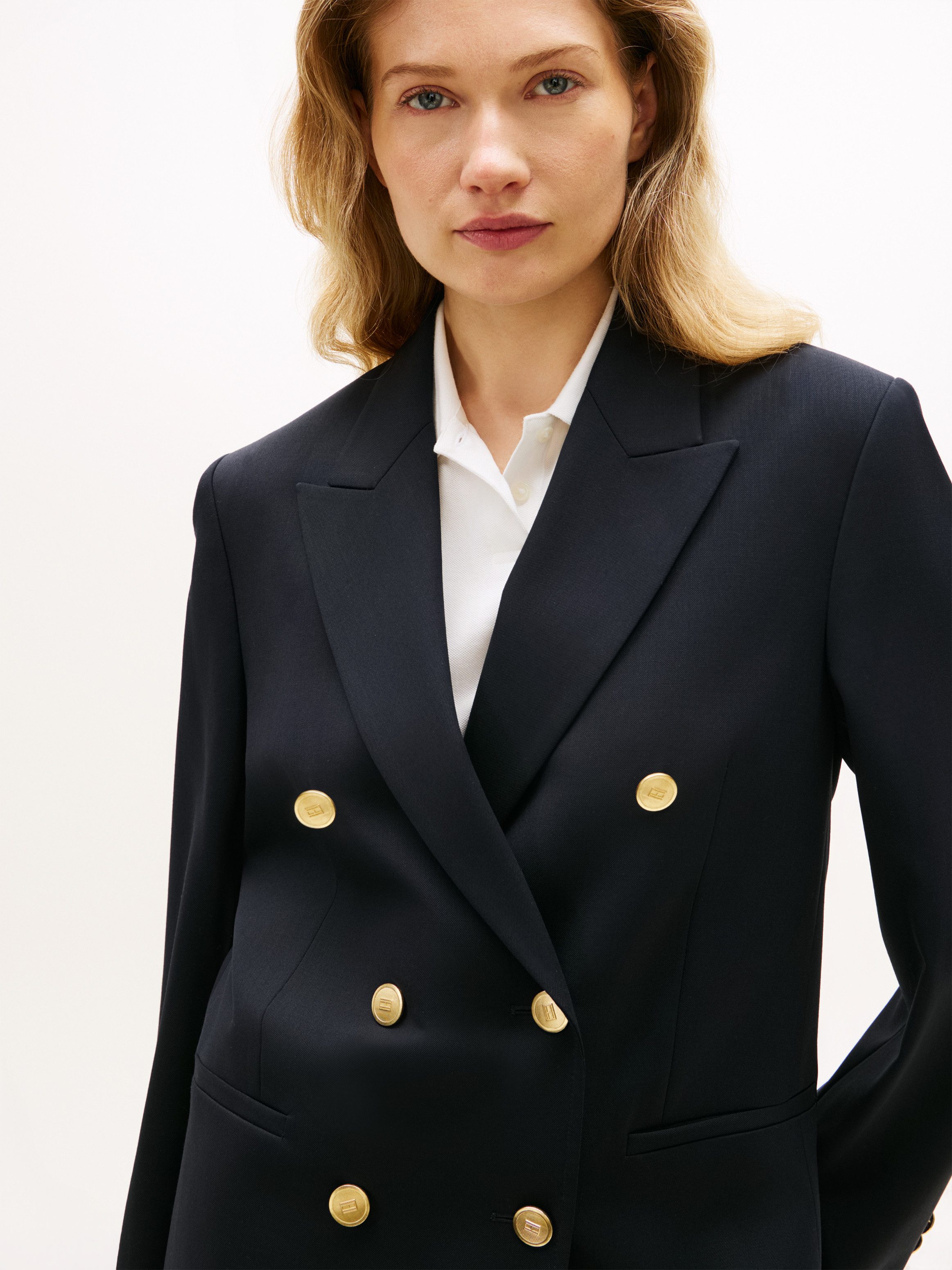 Tommy Hilfiger Kurzblazer TIMELESS WOOL DB BLAZER mit doppelreihiger Knopfleiste