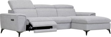 Places of Style Ecksofa Theron, L-Form, 263 cm, elektrische Relaxfunktion, USB-Anschluss, manuelle Kopfteilverstellung