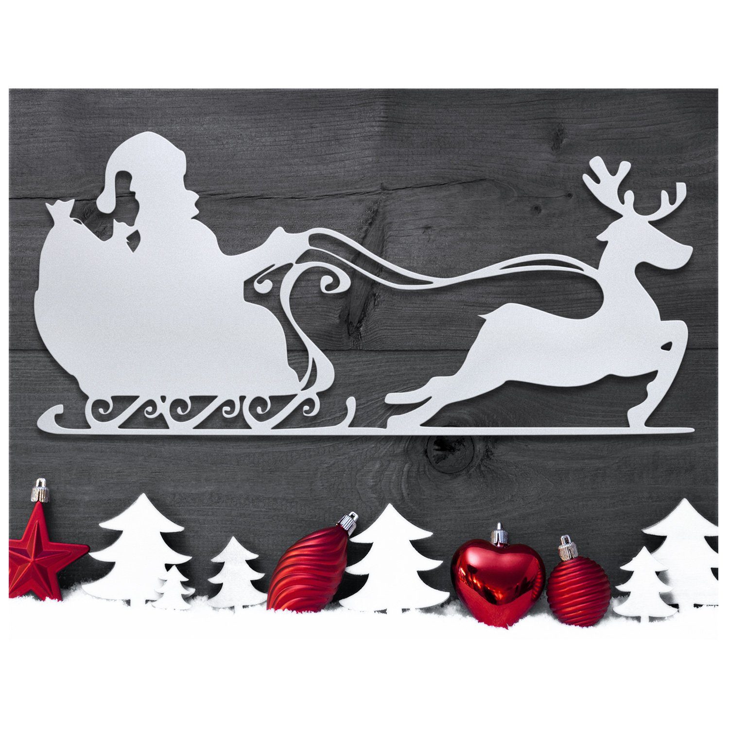 tuning-art Weihnachtsfigur WD01-WS Weihnachtsdeko Weihnachtliches Metallschild Stahl Weiß