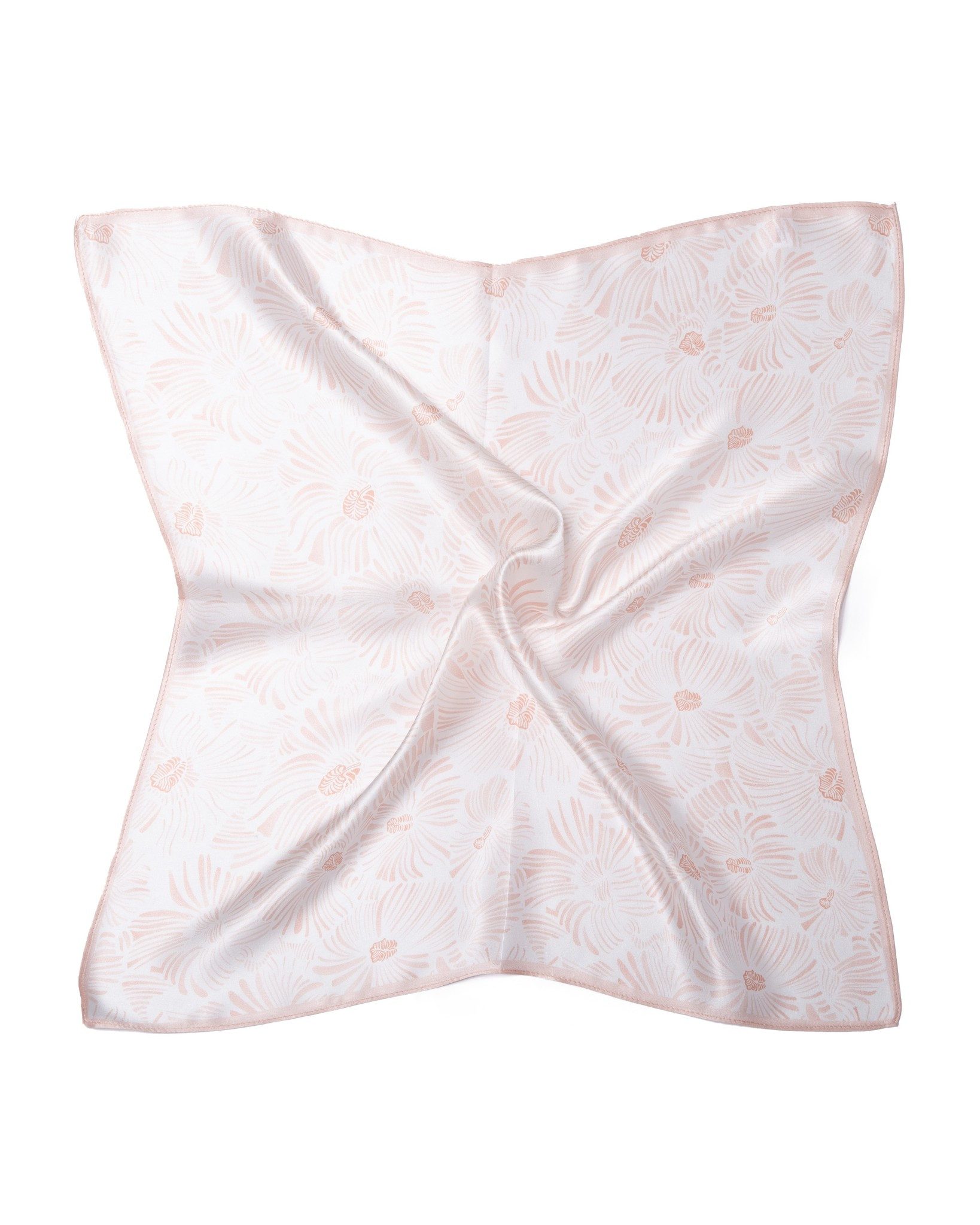 Seidentuch quadratisch Blumenfeld 53x53 zart rosa