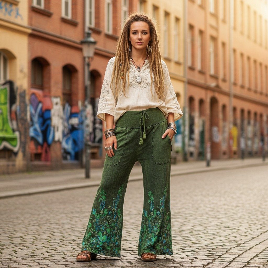 Guru-Shop Relaxhose Palazzohose, Boho Baumwollhose, Hippiehose mit.. altern günstig online kaufen