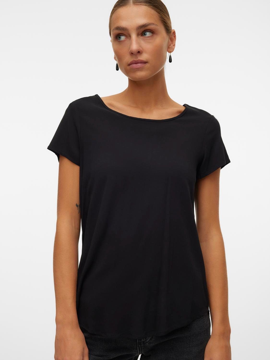 Vero Moda Blusenshirt VMBELLA SS TOP WVN GA NOOS Viskosemischung, abgerunde günstig online kaufen