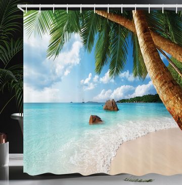 Abakuhaus Duschvorhang Moderner Digitaldruck mit 12 Haken auf Stoff Wasser Resistent Breite 175 cm, Höhe 180 cm, Strand Exotische Palme Ozean
