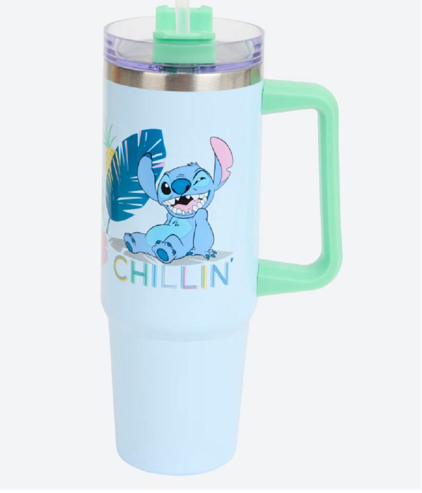 Disney Термокружка Stitch Термокружка Edelstahl 900 ml mit Strohhalm, Edelstahl, Hält Getränke warm & kalt Edelstahl mit Strohhalm