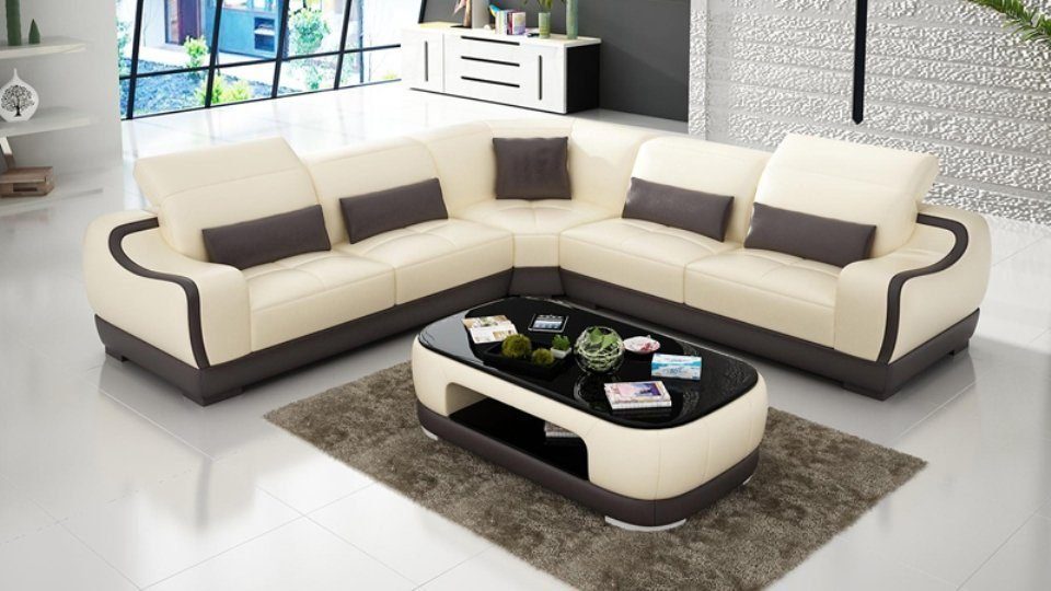 JVmoebel Ecksofa, Ledersofa Couch Wohnlandschaft Sofa Design Eck Ecksofa Modern