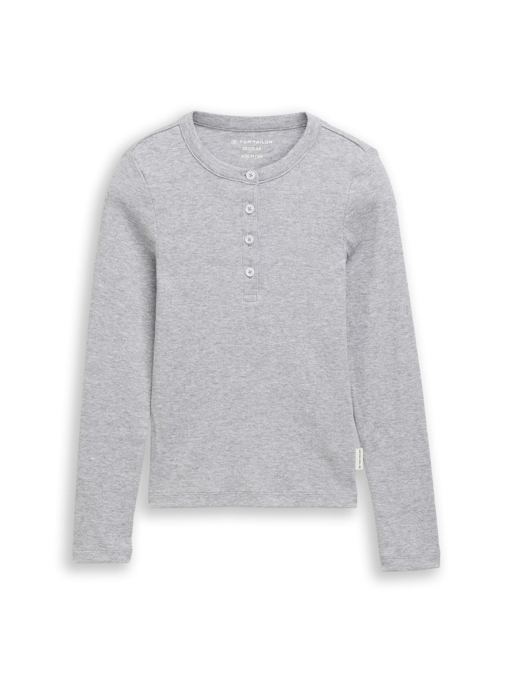 TOM TAILOR Langarmshirt T-Shirt Henley Langarmshirt mit Rippstruktur