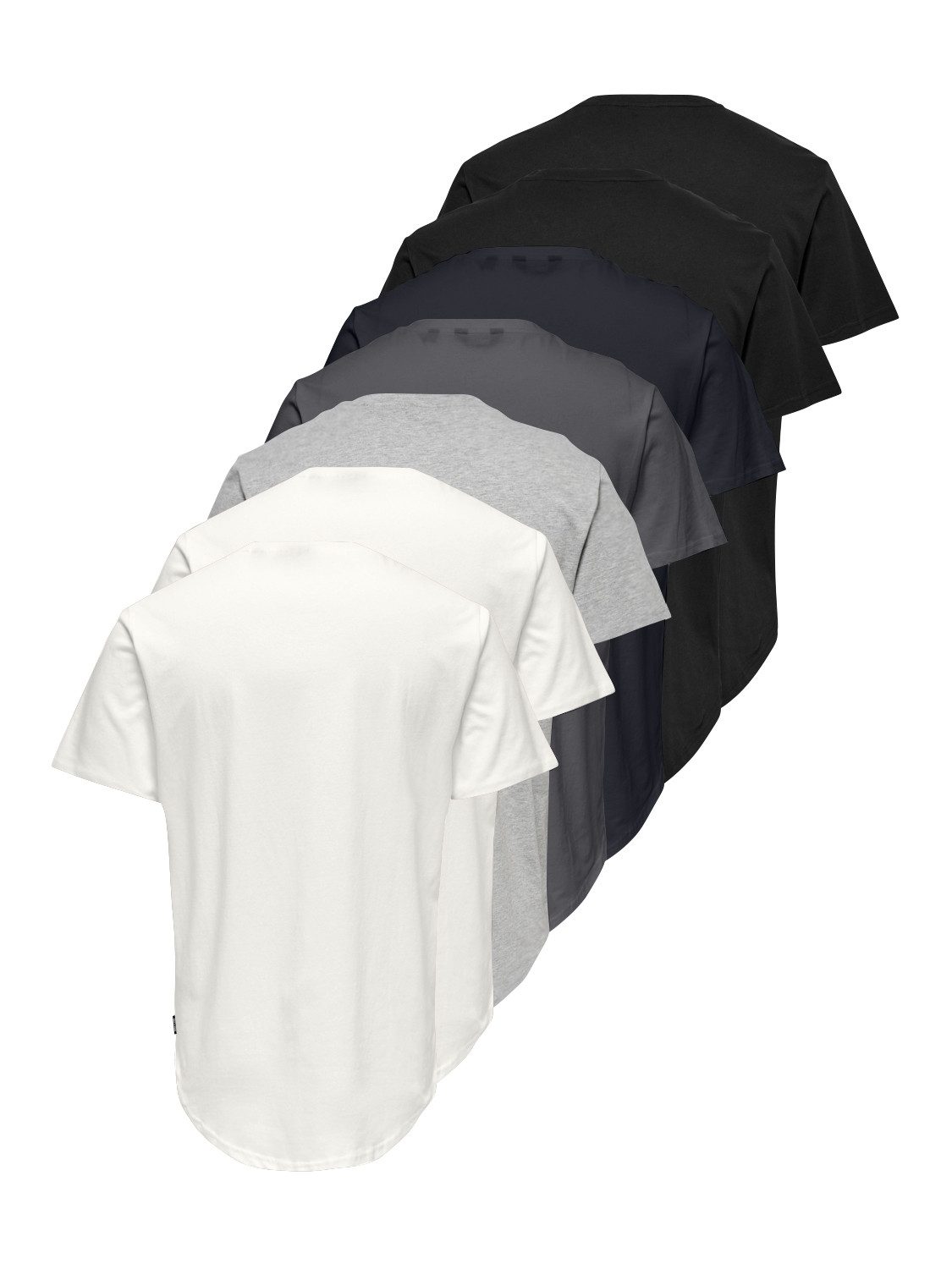 ONLY & SONS Rundhalsshirt ONSMATT LONGY SS TEE 7-PACK (Packung, 7-tlg) Baumwolle, relaxed fit, lang geschnitten