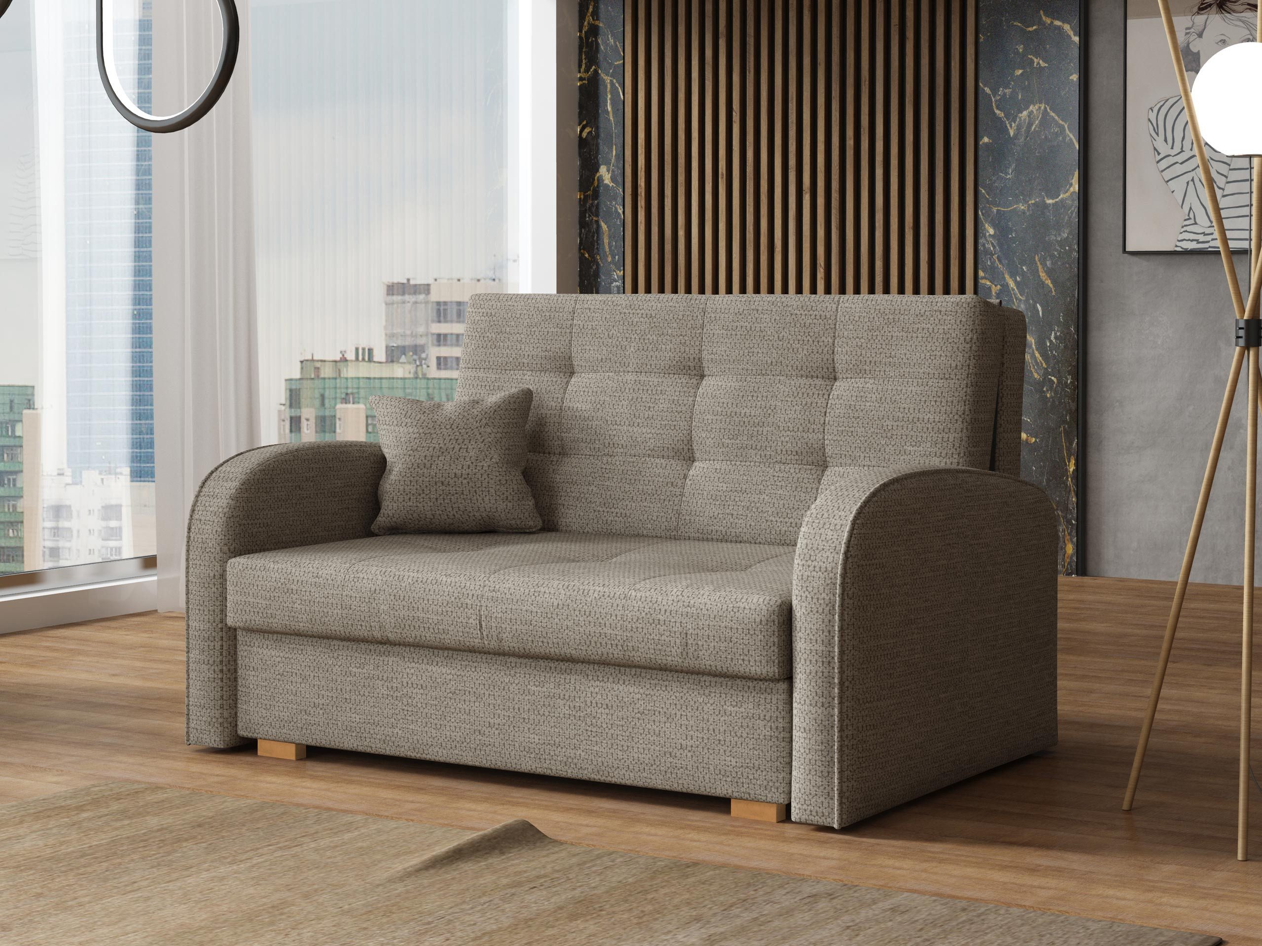 MIRJAN24 Schlafsofa Viva Gold II, mit Bettkasten und Schlaffunktion, 2 Sitzer Polstersofa inkl. Kissen, Wohnlandschaft