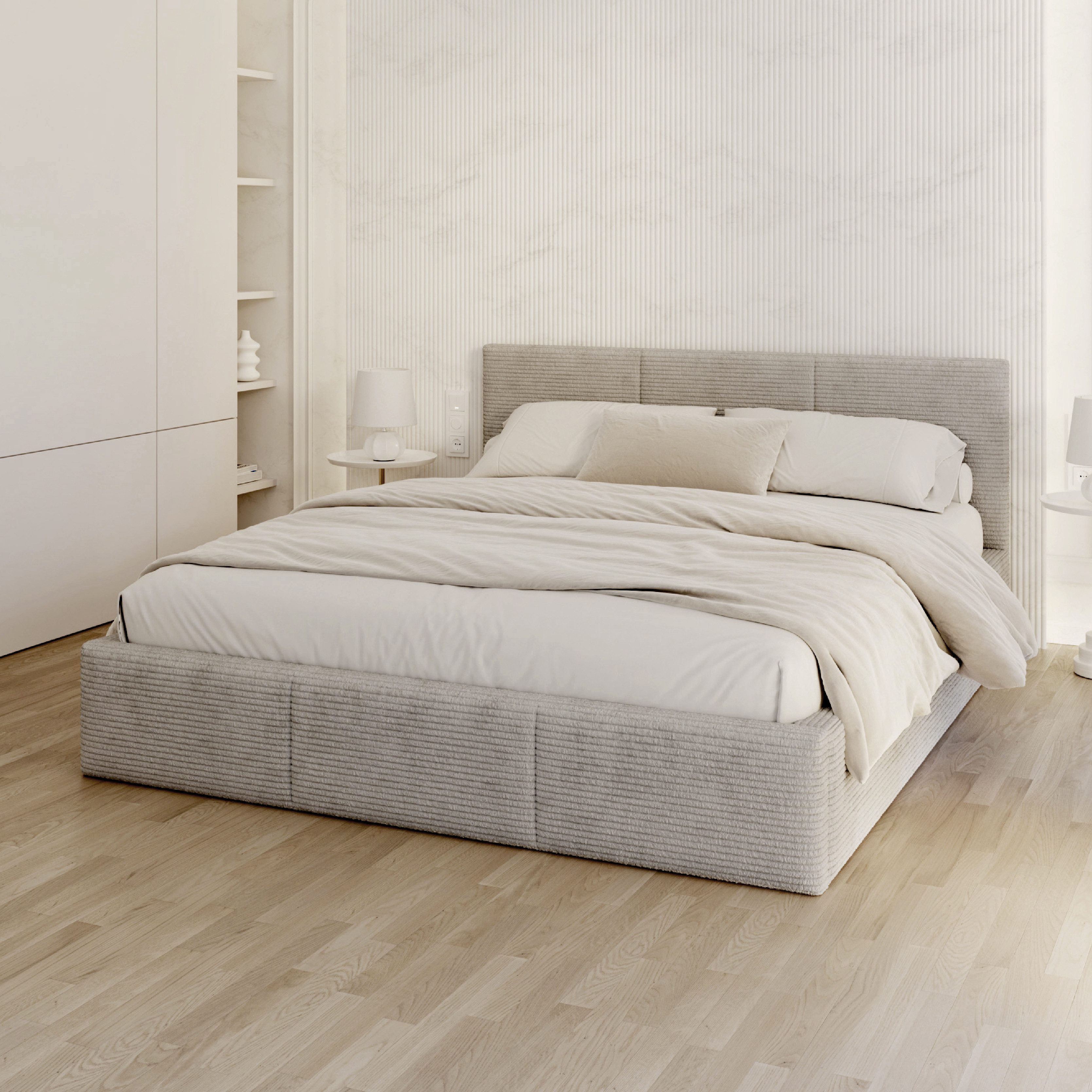 FDM Polsterbett AMBER modern mit Bettkasten MADE IN EU - mit Cord Bezug (ve günstig online kaufen