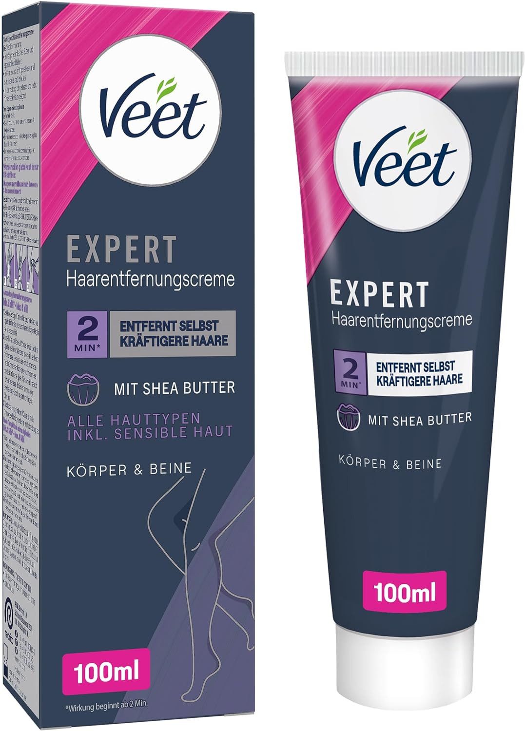 Veet Enthaarungscreme EXPERT Haarentfernungscreme für Körper & Beine 100 ml, 1 St., geeignet für alle Hauttypen, inkl. sensibler Haut