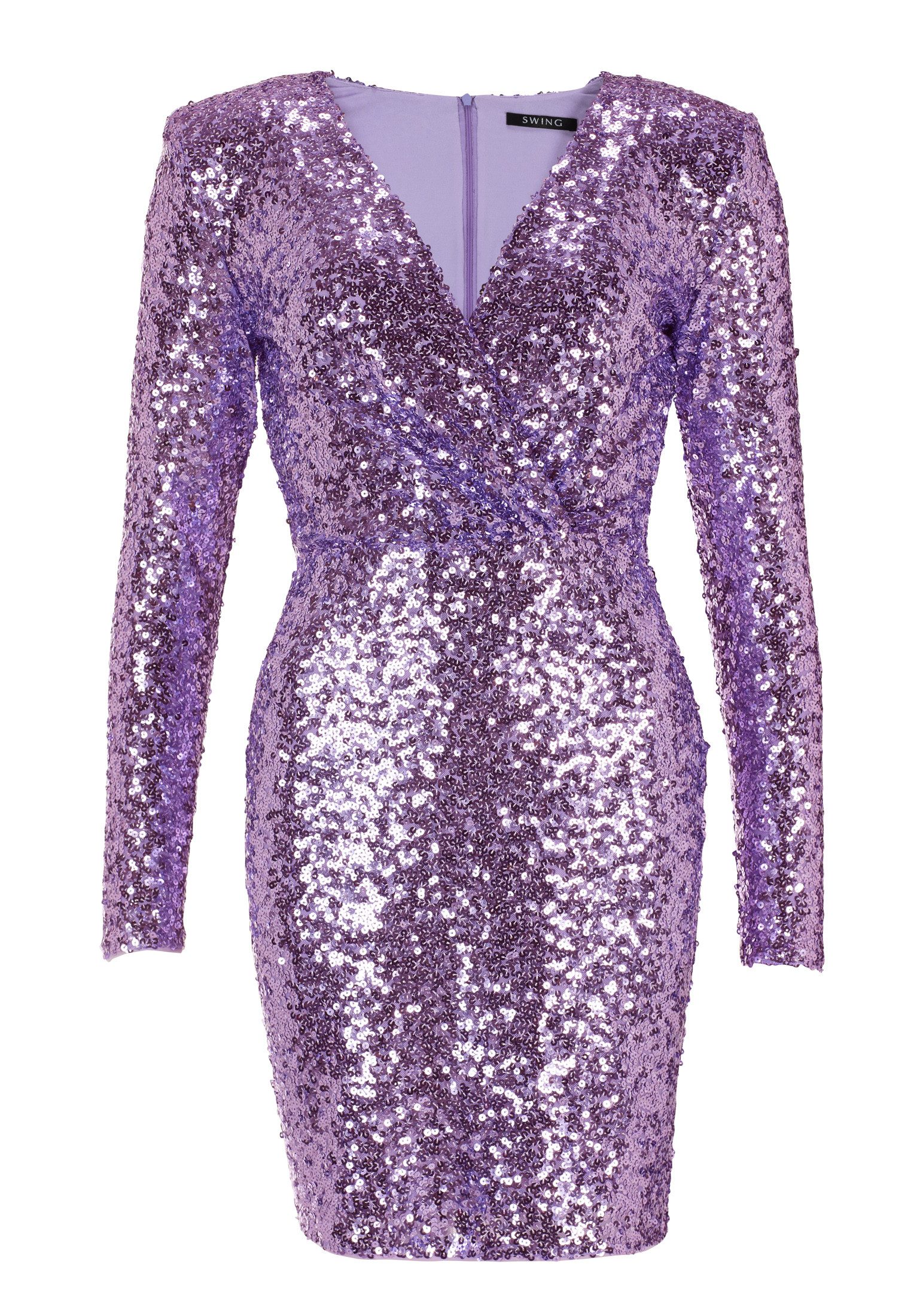 SWING Paillettenkleid - Partykleid - Langarm Kleid - Midikleid - Glitzerkleid