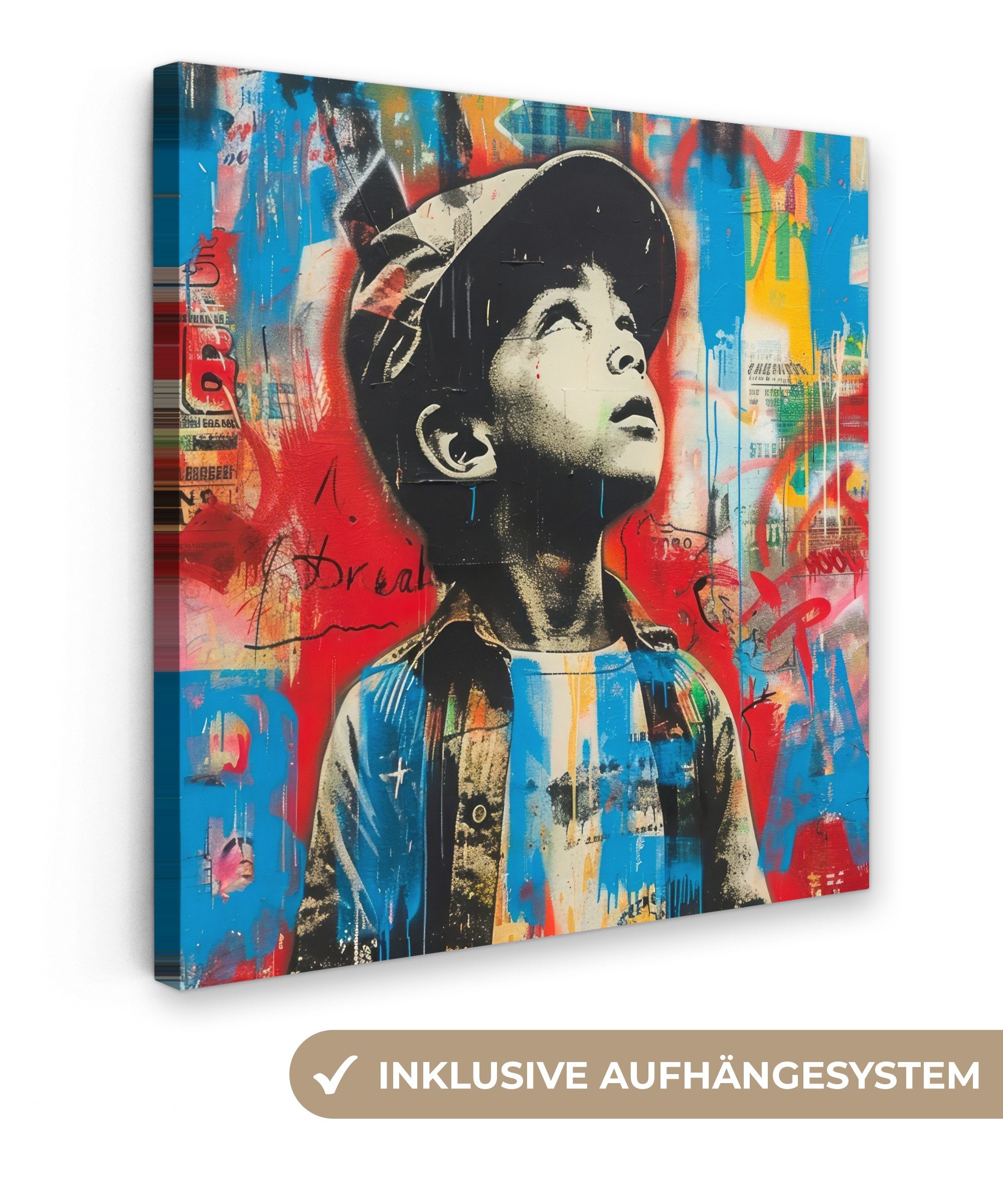 OneMillionCanvasses® Leinwandbild Graffiti - Junge - Straßenkunst - Farben, günstig online kaufen