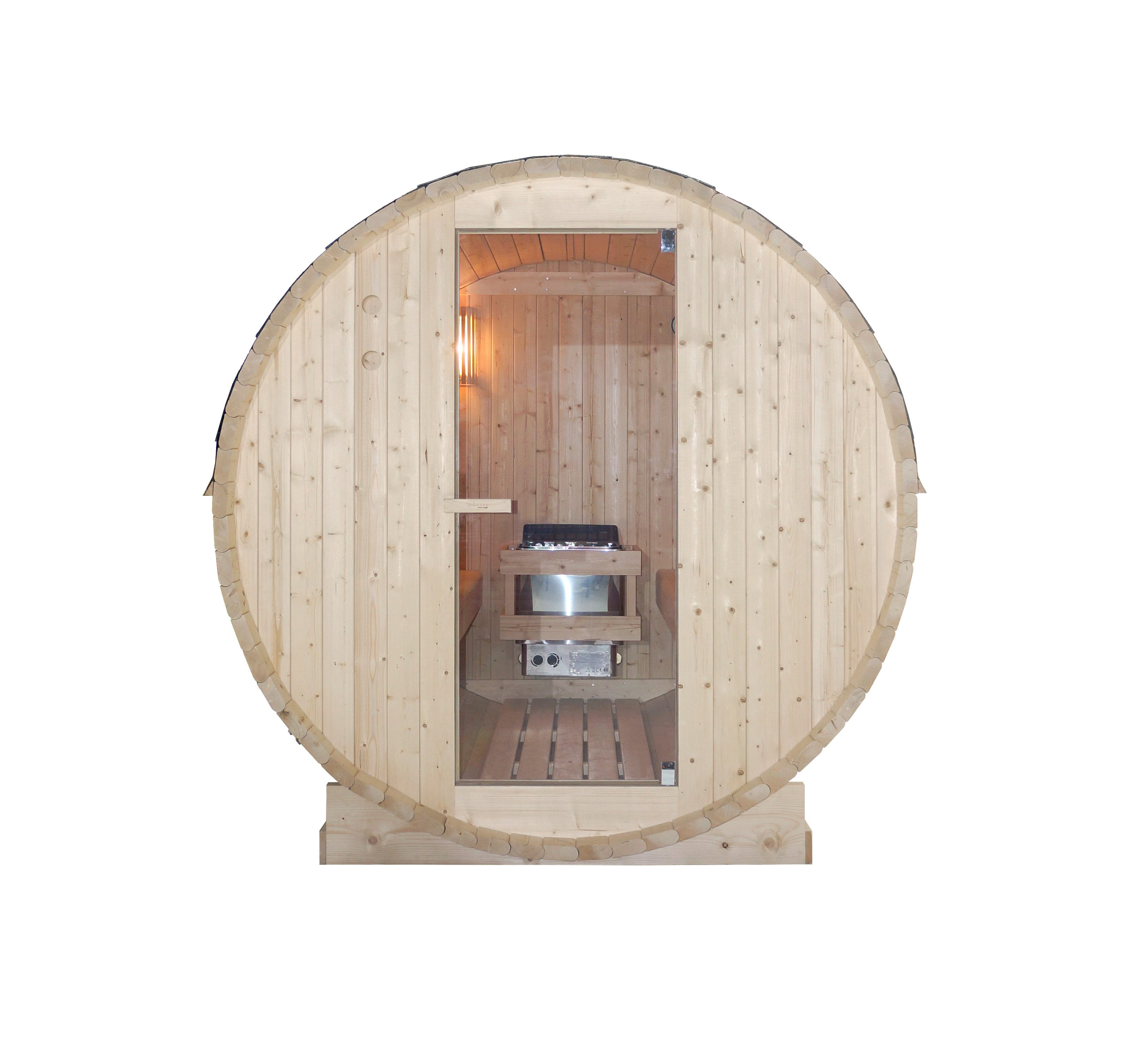 Sanotechnik Fasssauna »TROMSÖ XL«, BxTxH: 189 x 220 x 191,5 cm, 3,8 mm, geeignet für 6 Personen, Fichetnholz