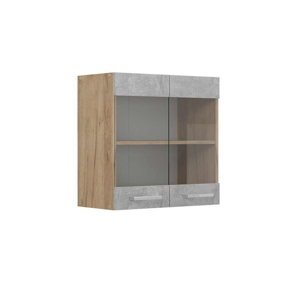 Vicco Glashängeschrank R-Line, Beton/Goldkraft Eiche, 60 günstig online kaufen