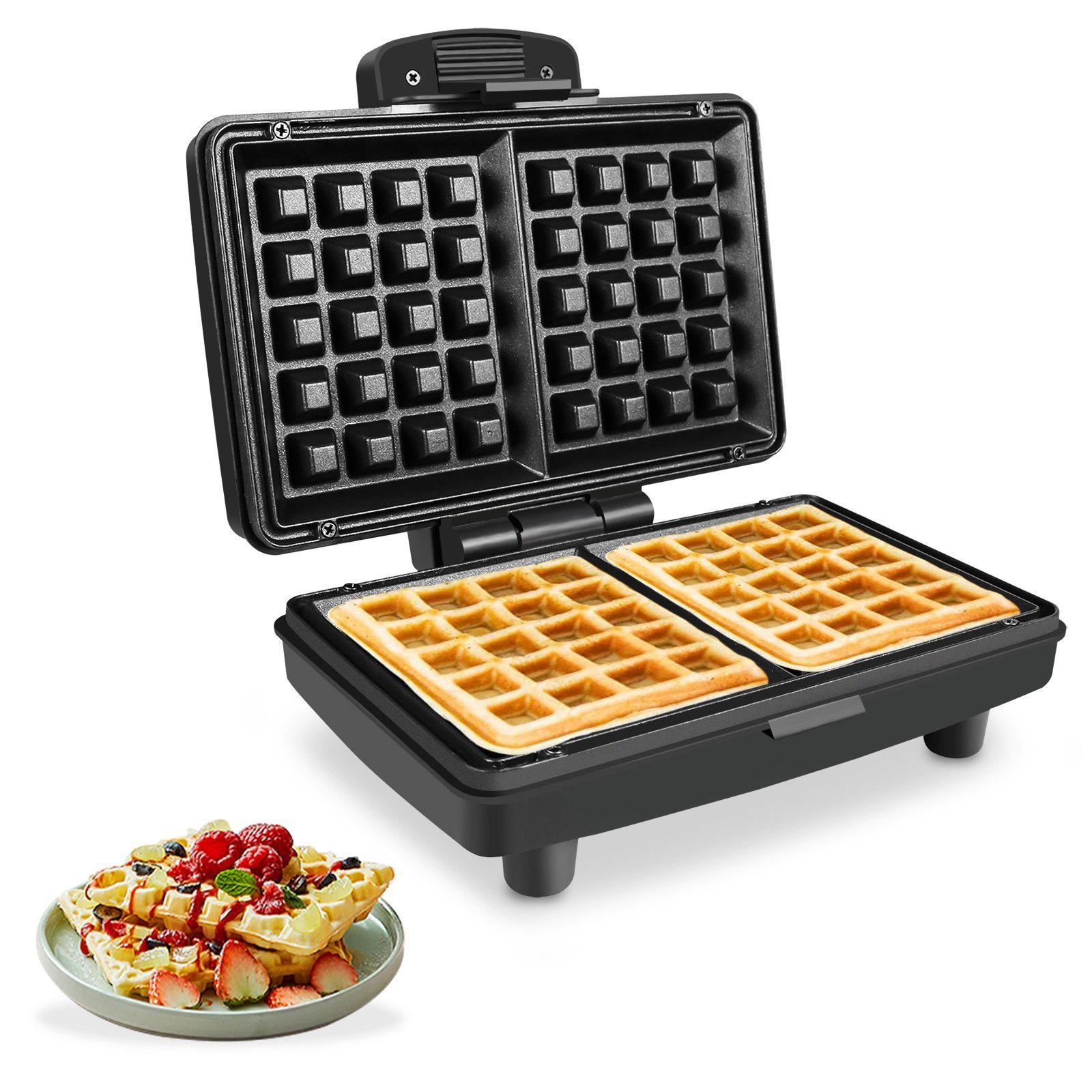Gotoll Waffeleisen GLW08M, 800 W, Belgische Waffeln, Edelstahl Cool-Touch-Griff Waffeltoaster