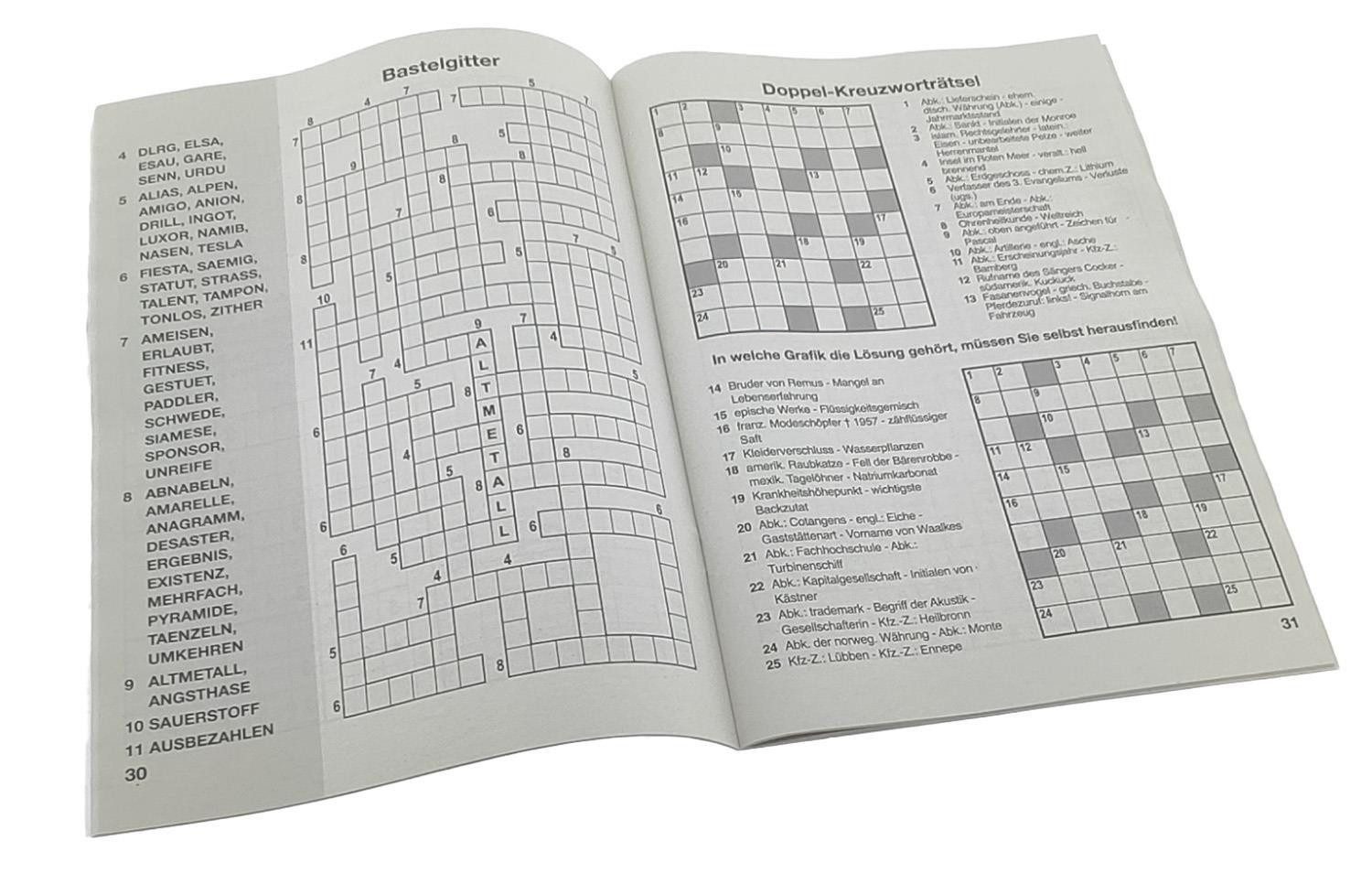 HundB Spiel Rätselheft A4 Großschrift, 8 Rätselarten, Schwarz, 1 Stück, Magazin Heft Puzzle Großdruck Kreuzworträtsel Denksport