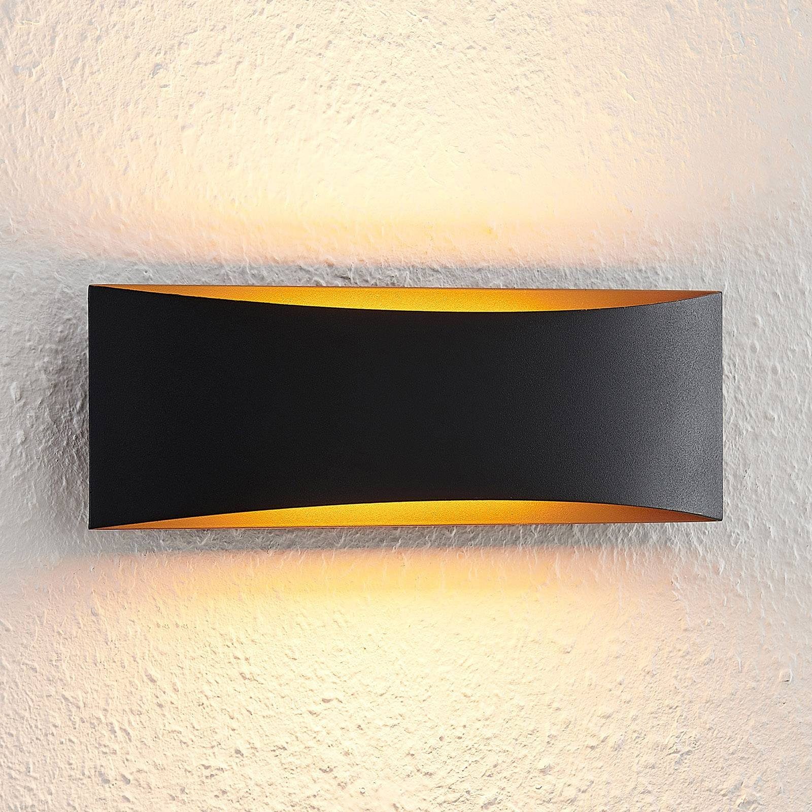 Arcchio LED Modern, warmweiß, Wandleuchte verbaut, flammig, Eisen, Danta, Aluminium, inkl. LED-Leuchtmittel fest Schwarz, 1 gold