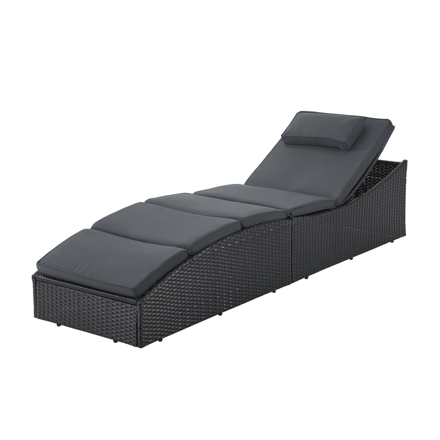 Juskys Wellnessliege Lamia, Polyrattan Liege, klappbar, Kopfteil verstellbar, 160 kg belastbar