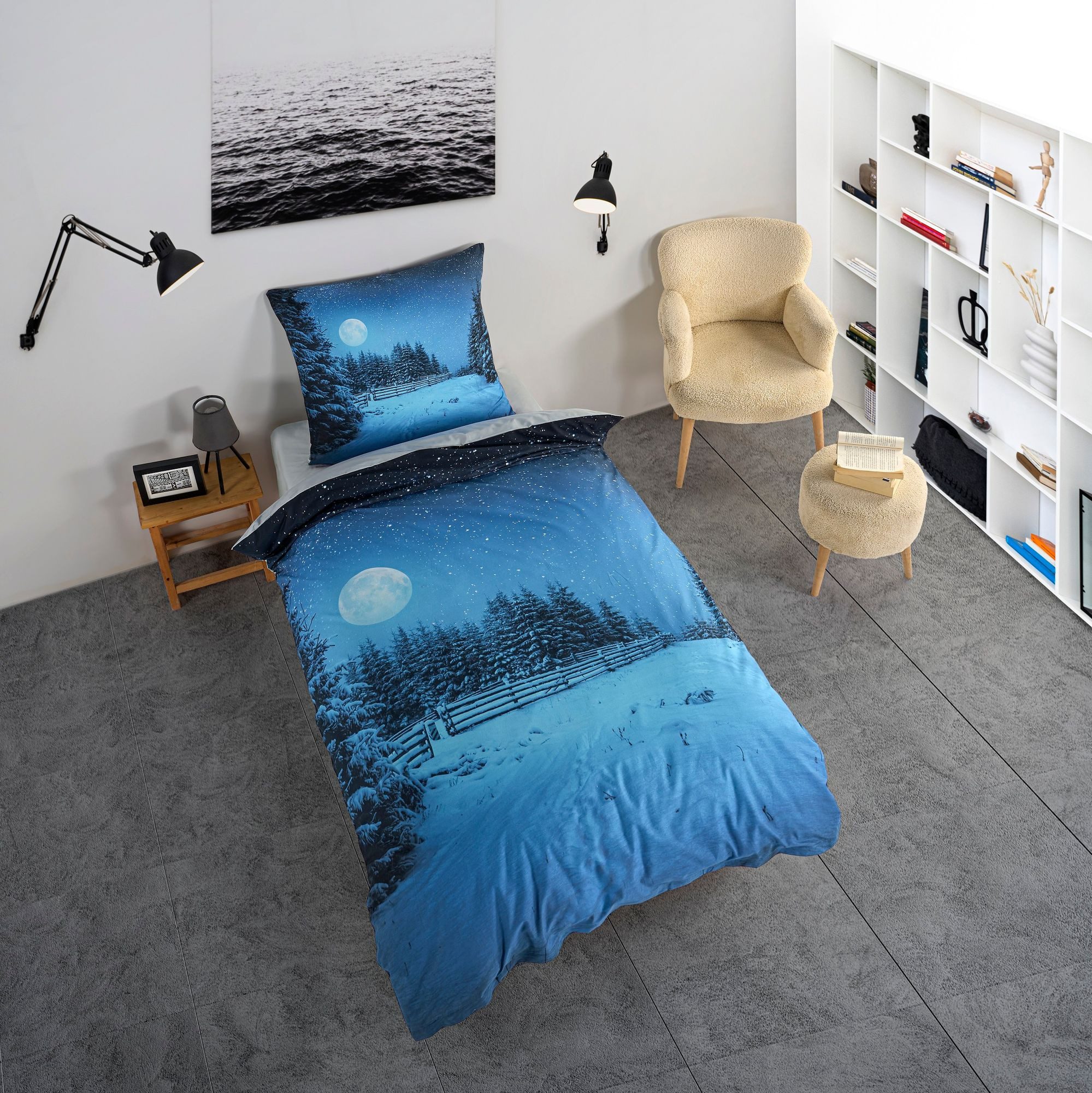 KK Kinderbettwäsche Bettwäsche Set mit Schneelandschaft günstig online kaufen
