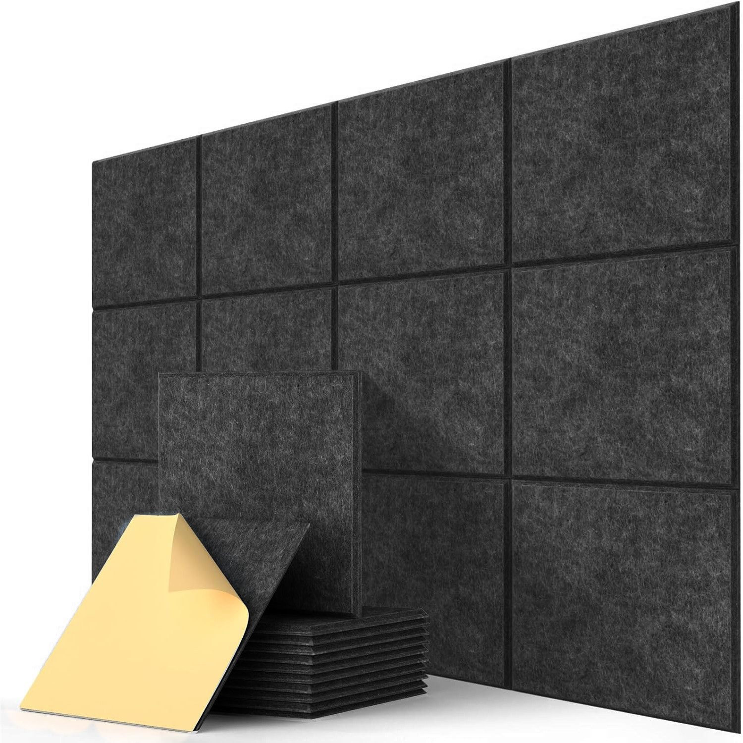 OSTWOLKE Akustikplatte Selbstklebend Schallabsorber Schallschutzplatten 30 x 30 x 0,9cm, (12-St), für Studio, Büro, Akustische Behandlung & Wanddekoration – Bild 2 von 5
