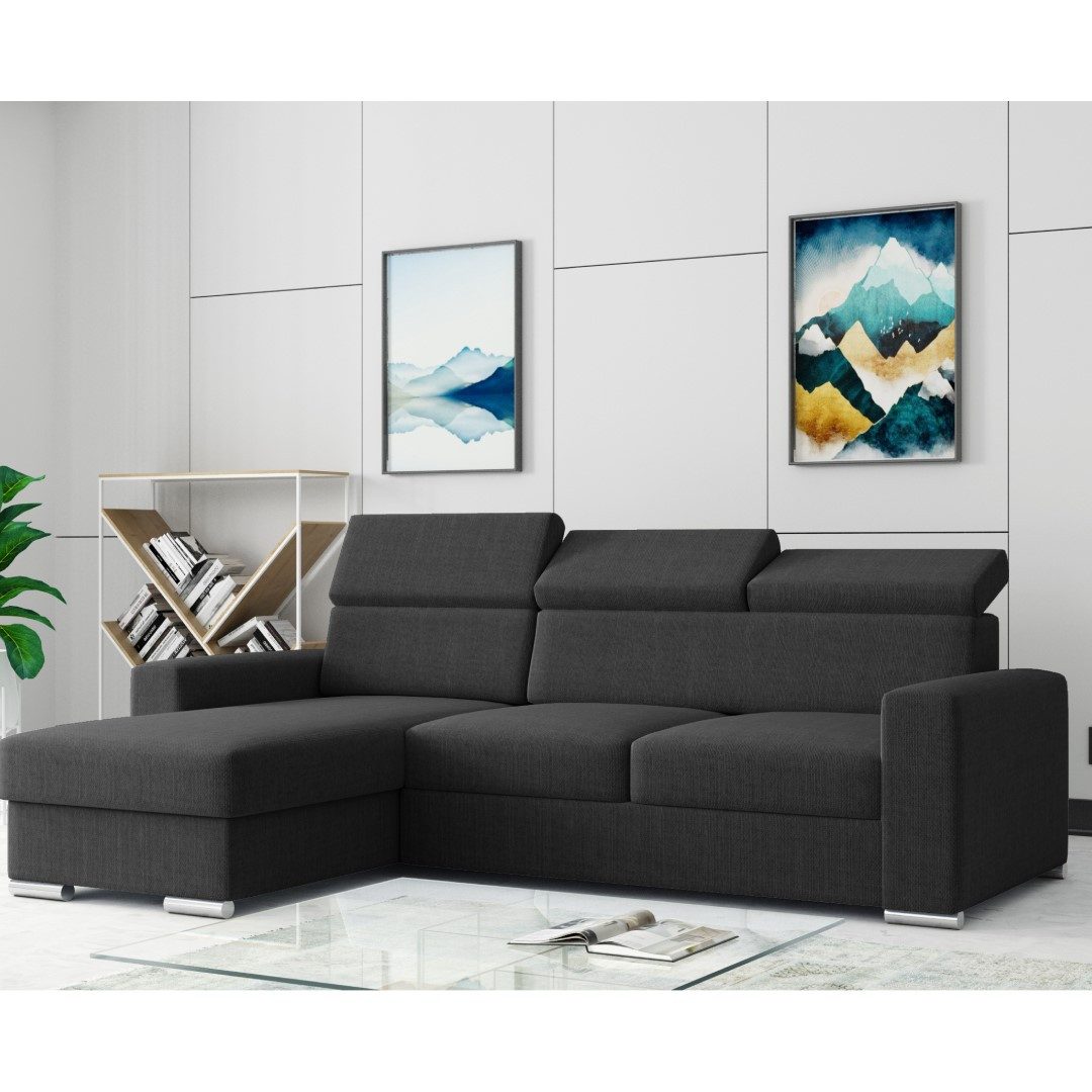 M-Punkt24 Ecksofa Ecksofa Bari Webstoff Grau günstig online kaufen