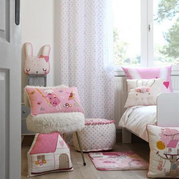 SCHÖNER LEBEN. Dekokissen Kinderkissen Haus aus Baumwolle weiß rosa rot 40x38cm